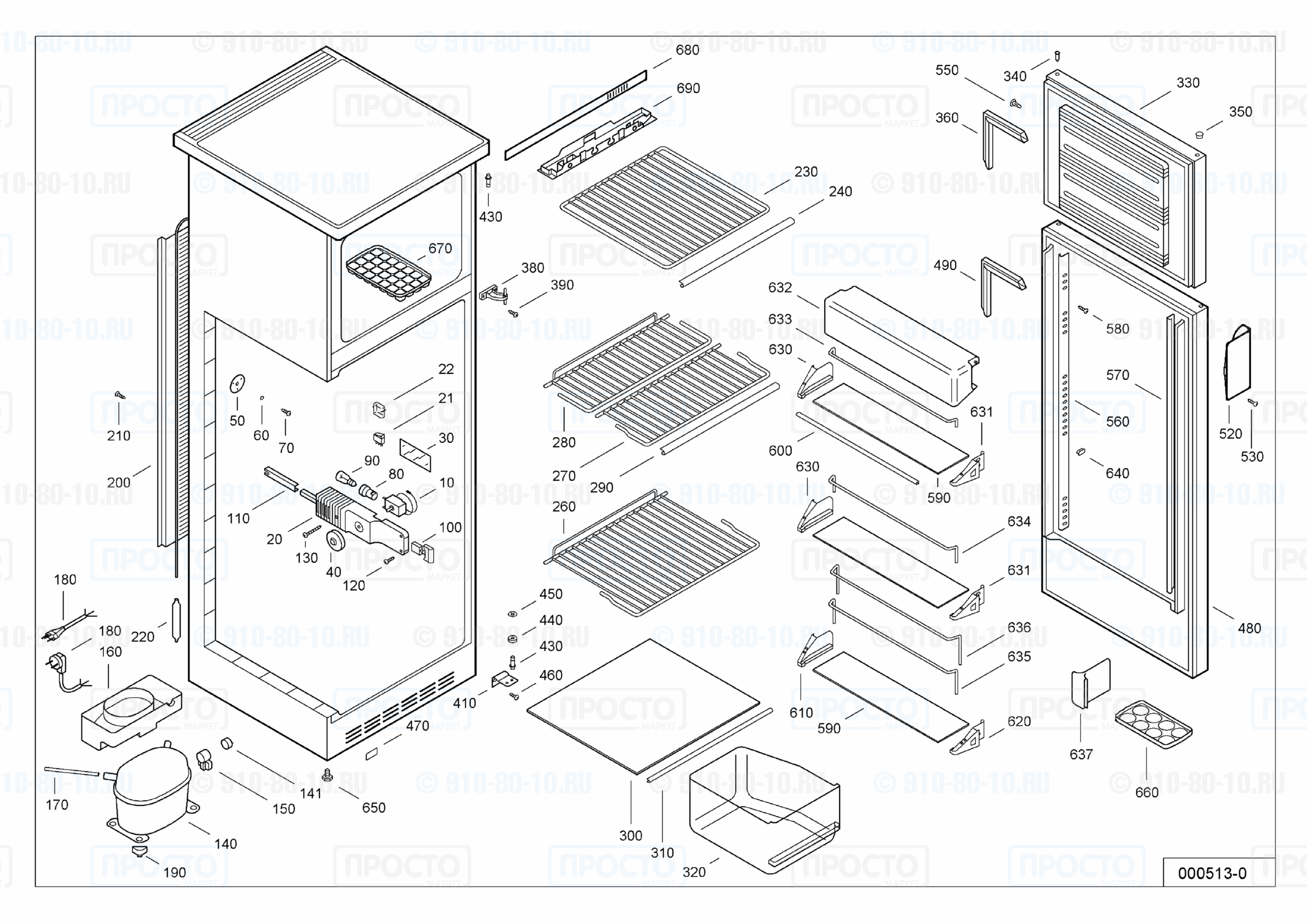 Взрыв-схема запчастей холодильника Liebherr KD 2824-21