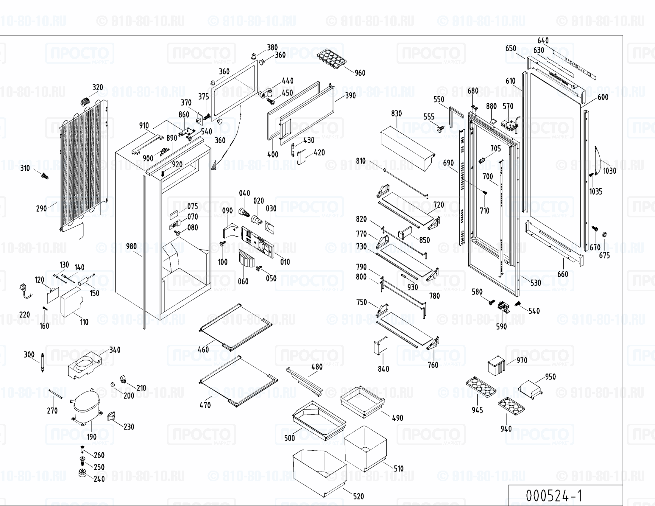 Взрыв-схема запчастей холодильника Liebherr KLEl 1964-22