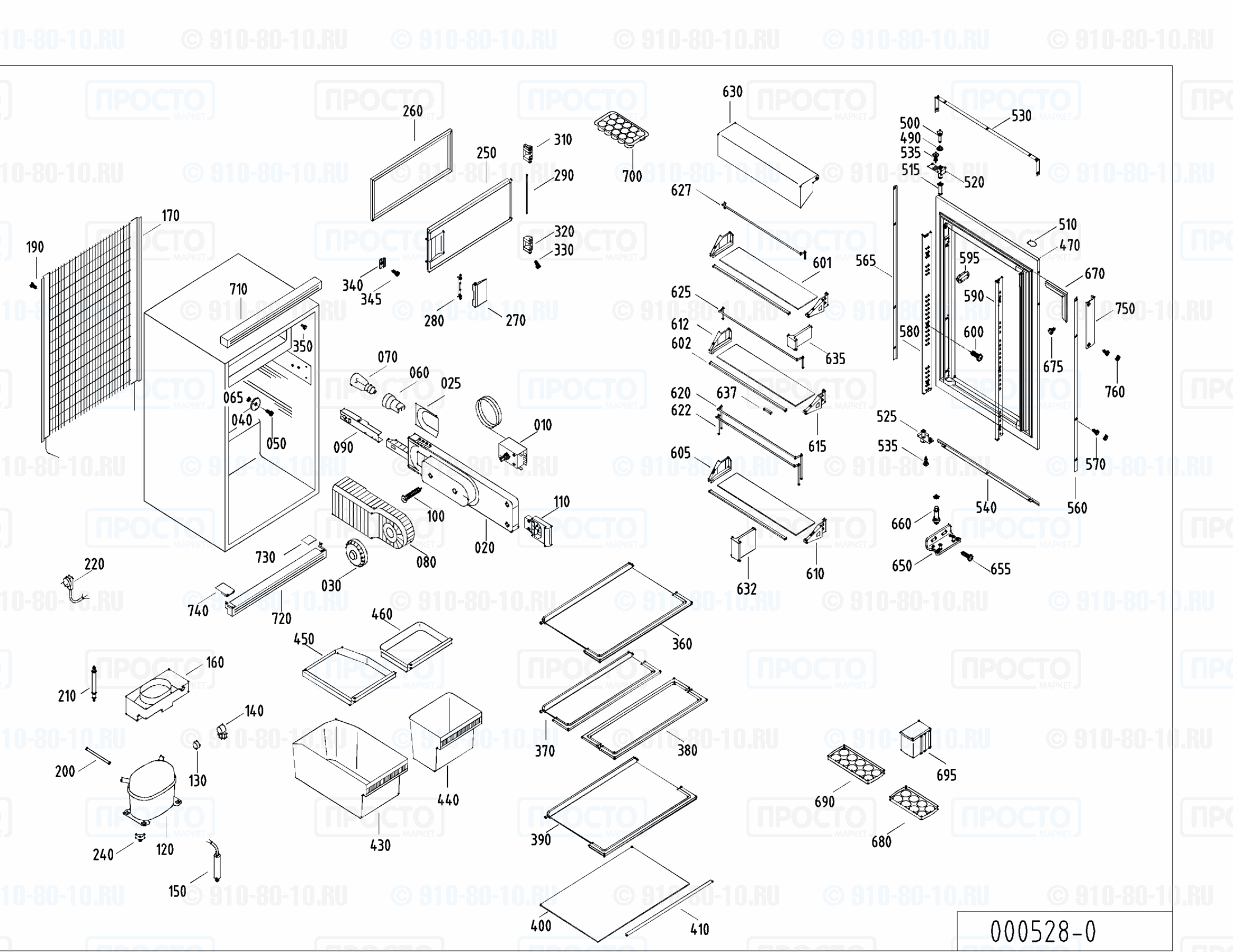 Взрыв-схема запчастей холодильника Liebherr KEL 2474-20