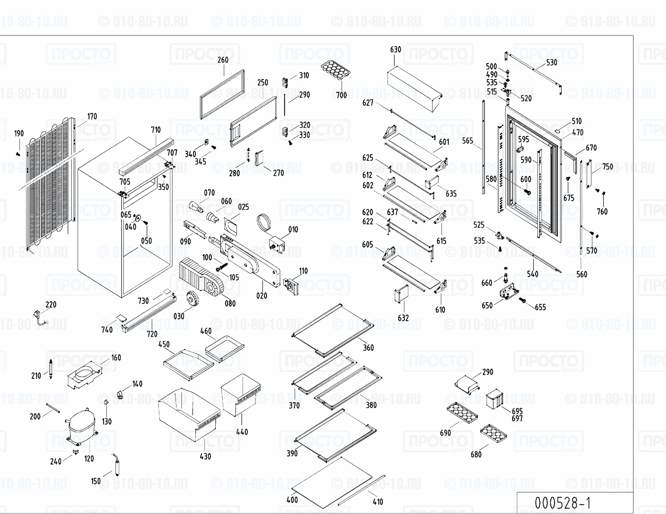 Взрыв-схема запчастей холодильника Liebherr KEL 2474-20A