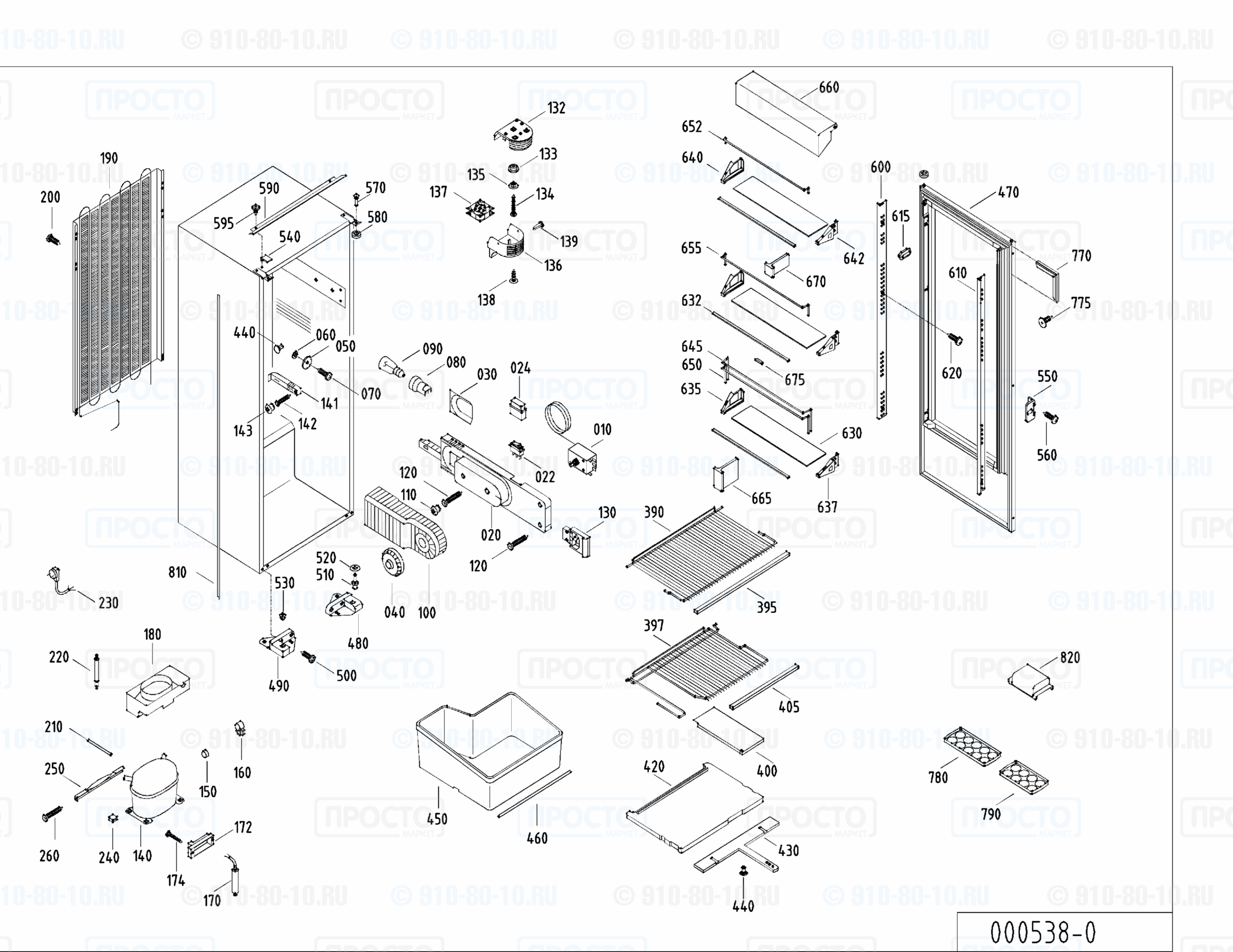 Взрыв-схема запчастей холодильника Liebherr KIFv 2820-10
