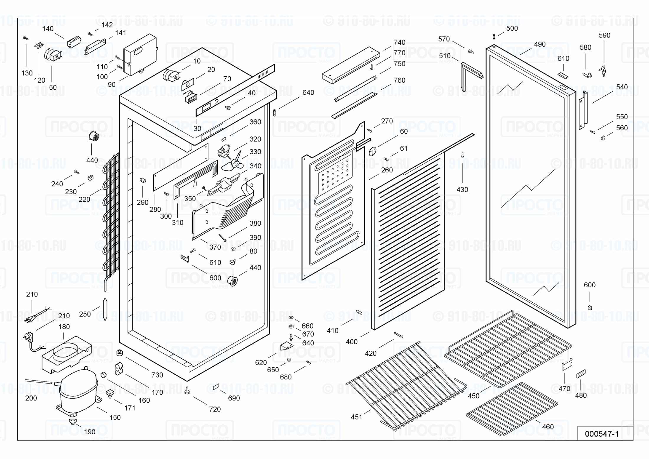 Взрыв-схема запчастей холодильника Liebherr WKSr 3202-10A