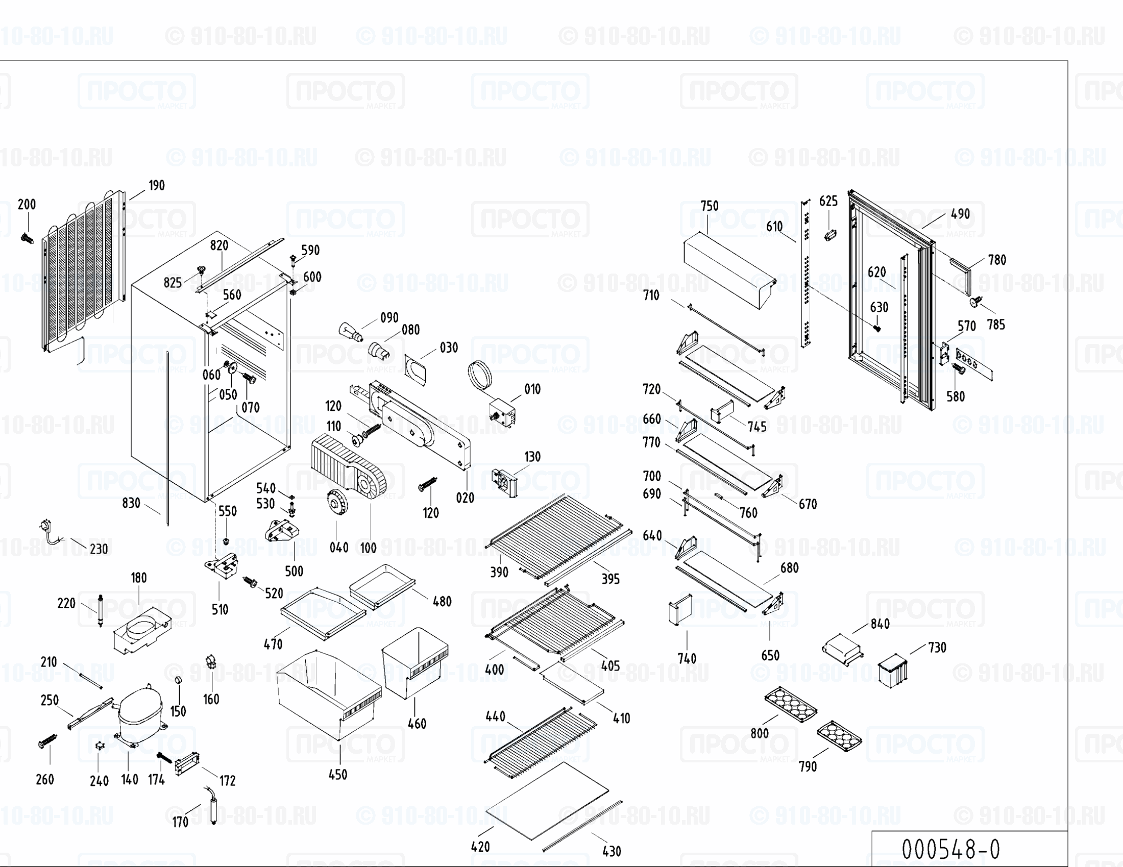 Взрыв-схема запчастей холодильника Liebherr KI 2530-10B