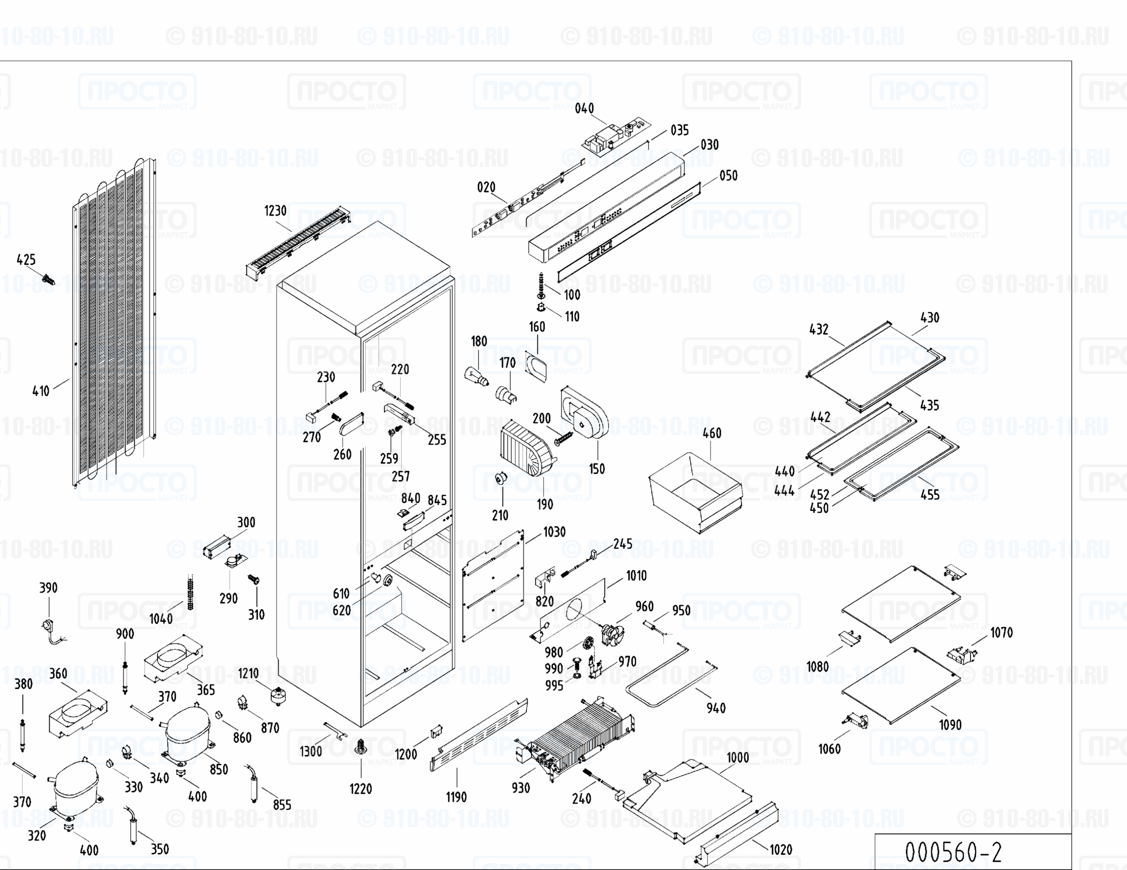 Взрыв-схема запчастей холодильника Liebherr KGN 3546-23A