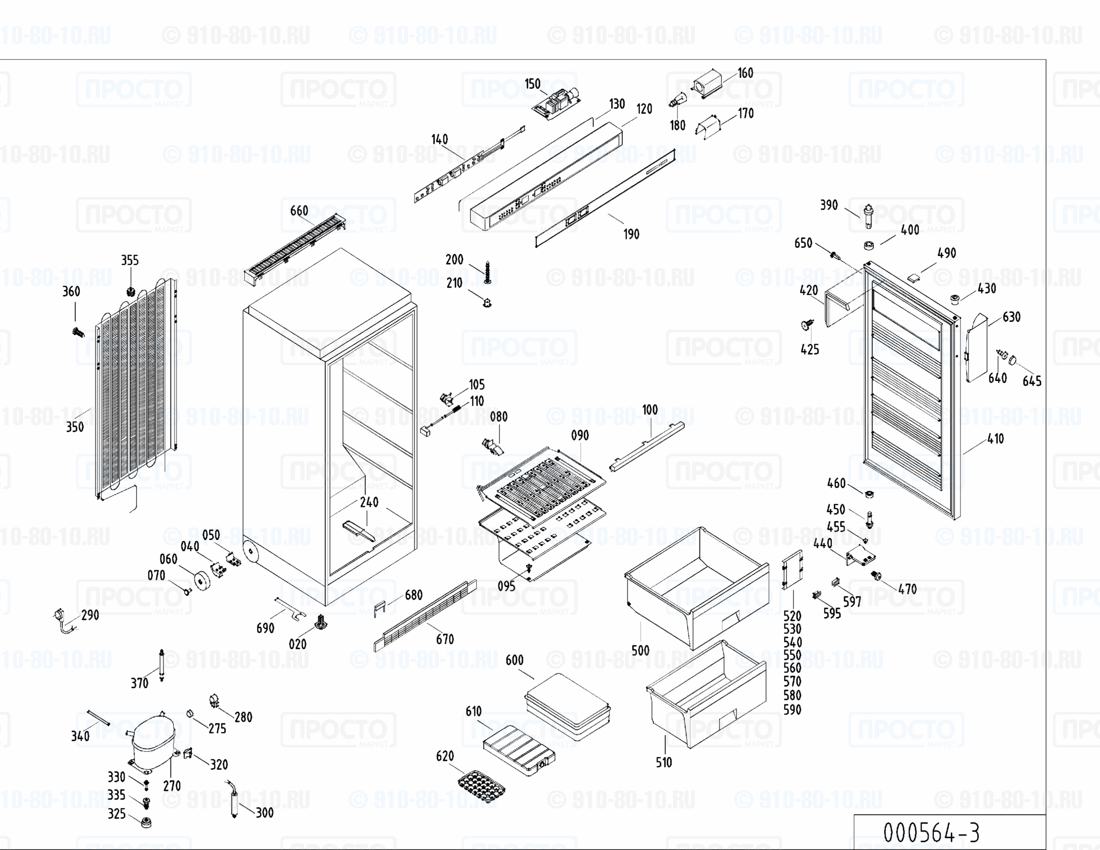 Взрыв-схема запчастей холодильника Liebherr GSS 2766-23A