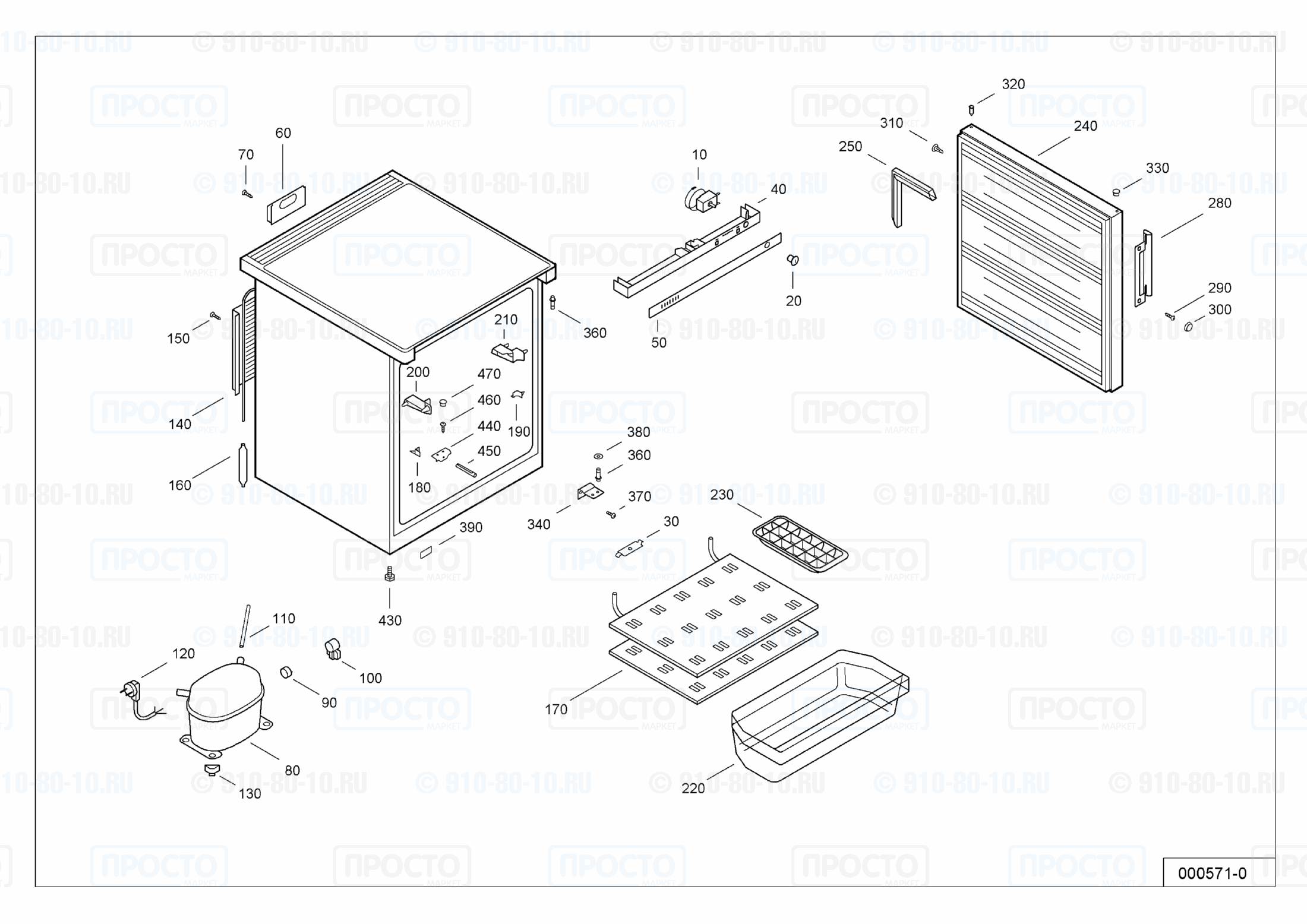 Взрыв-схема запчастей холодильника Liebherr EB 800-11A