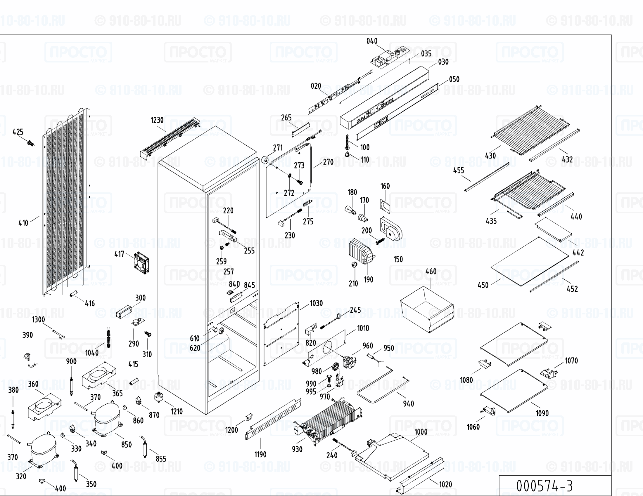 Взрыв-схема холодильника Liebherr KGN 3526-23A
