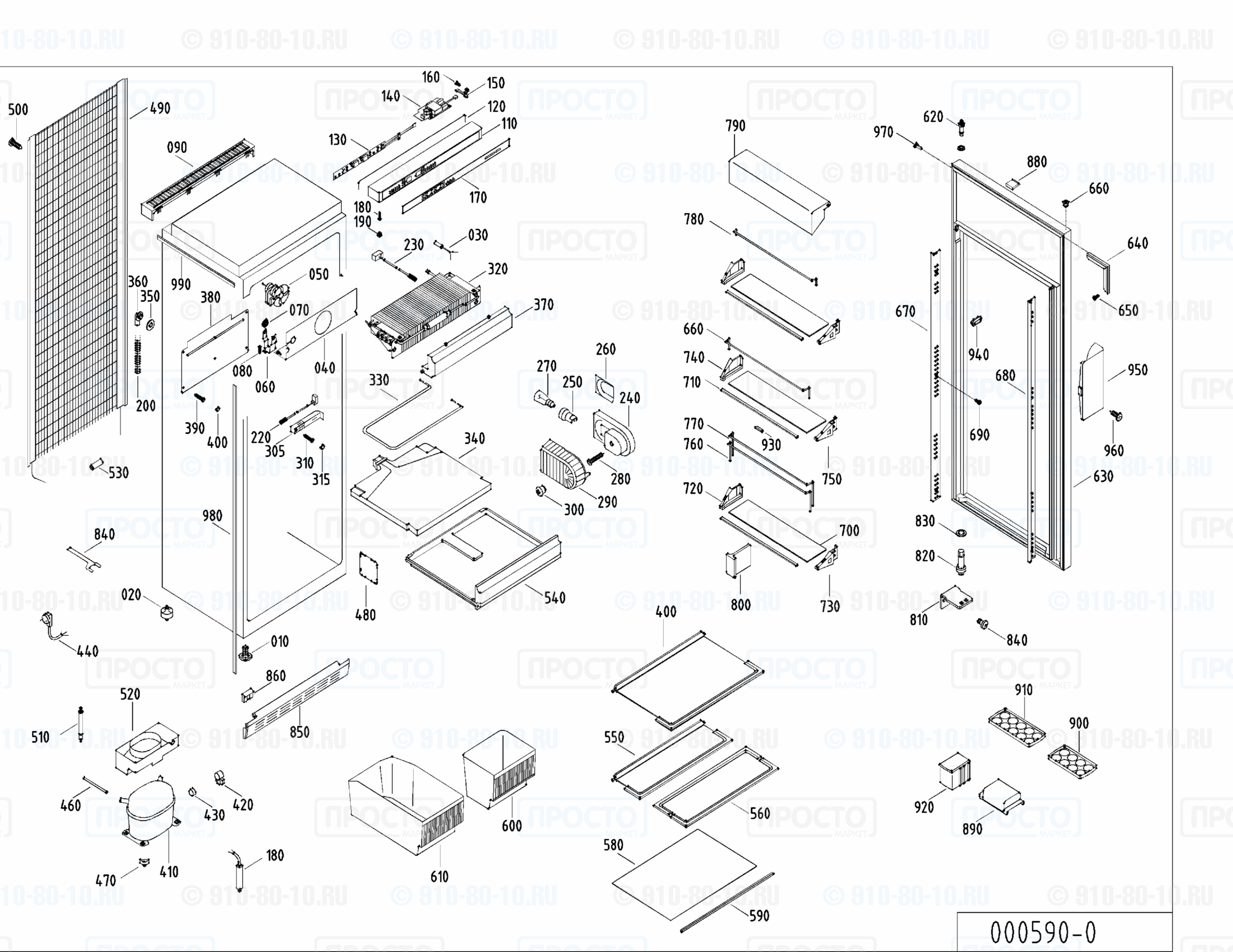 Взрыв-схема запчастей холодильника Liebherr KSN 3565-11