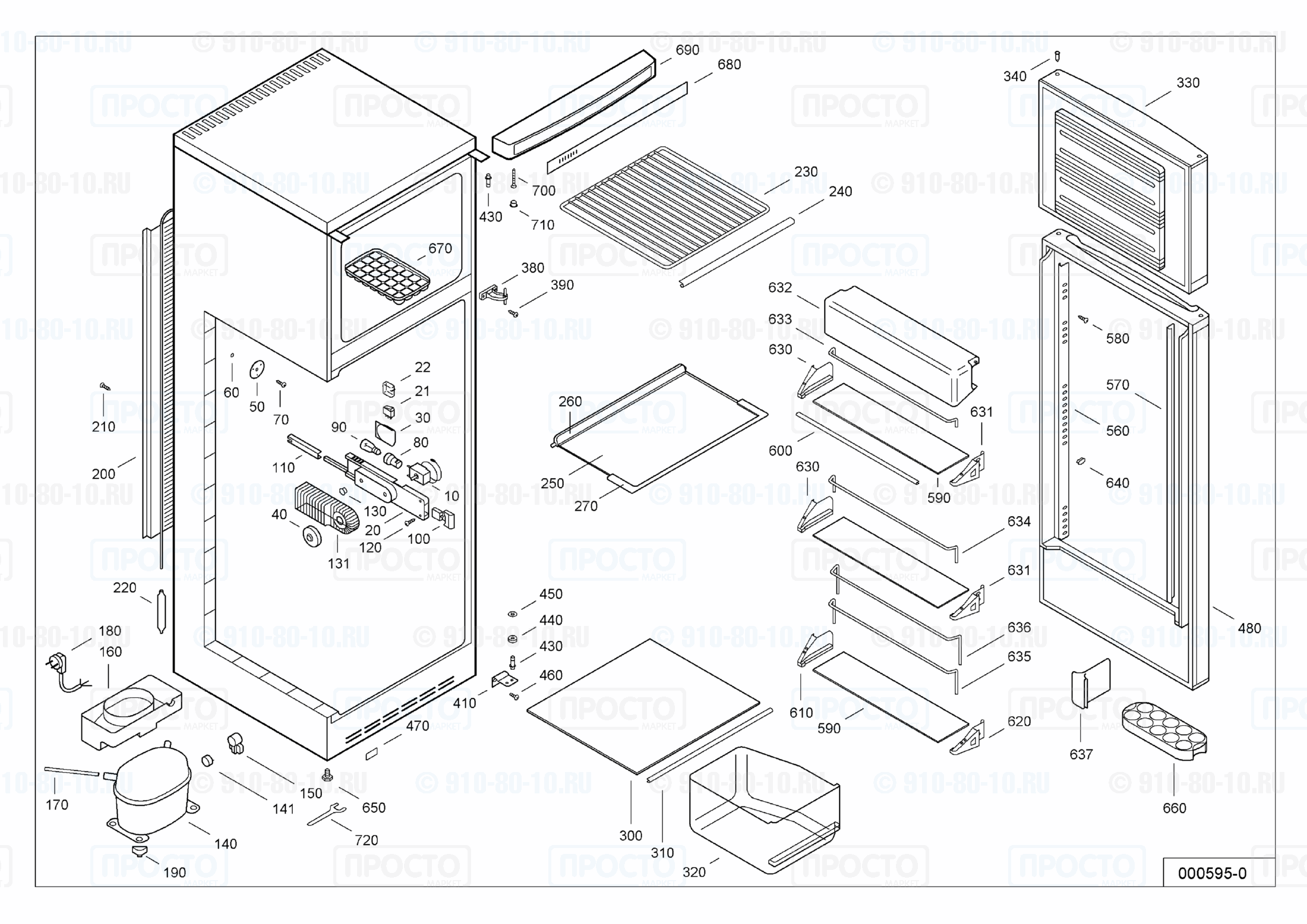 Взрыв-схема запчастей холодильника Liebherr KDS 2844-24