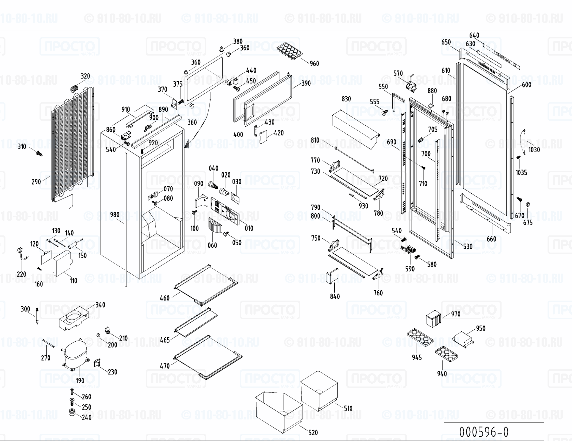Взрыв-схема запчастей холодильника Liebherr KLEr 1364-22