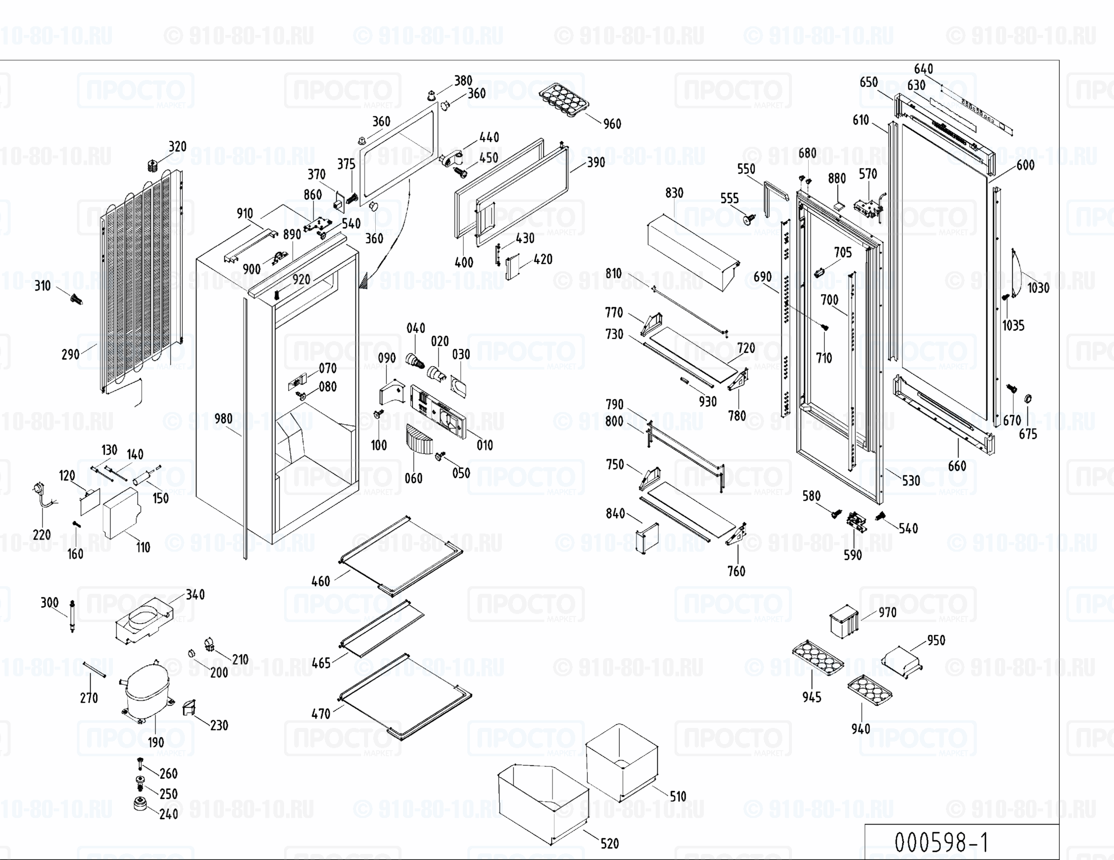 Взрыв-схема запчастей холодильника Liebherr KLEl 1364-22