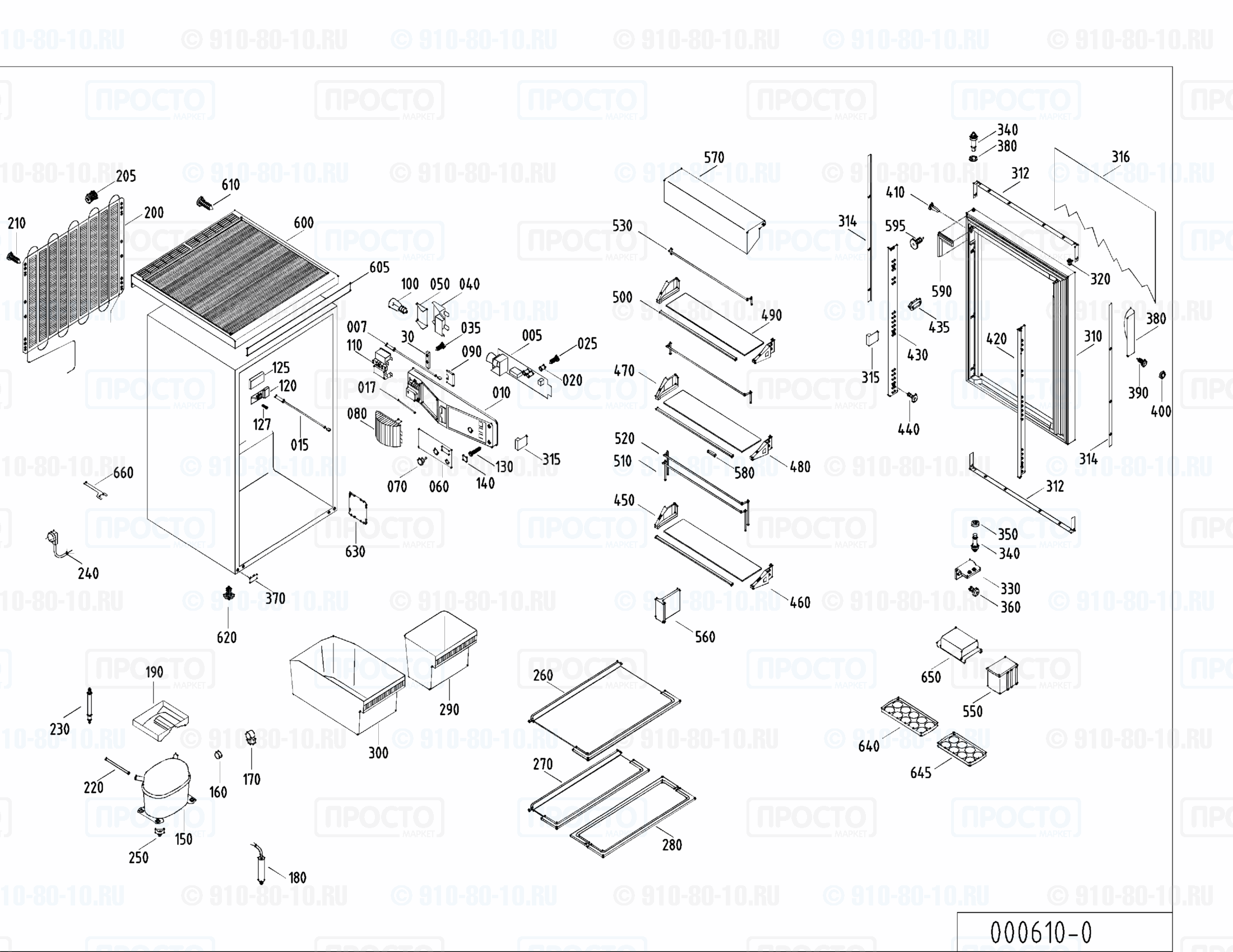 Взрыв-схема запчастей холодильника Liebherr KTe 1580-29