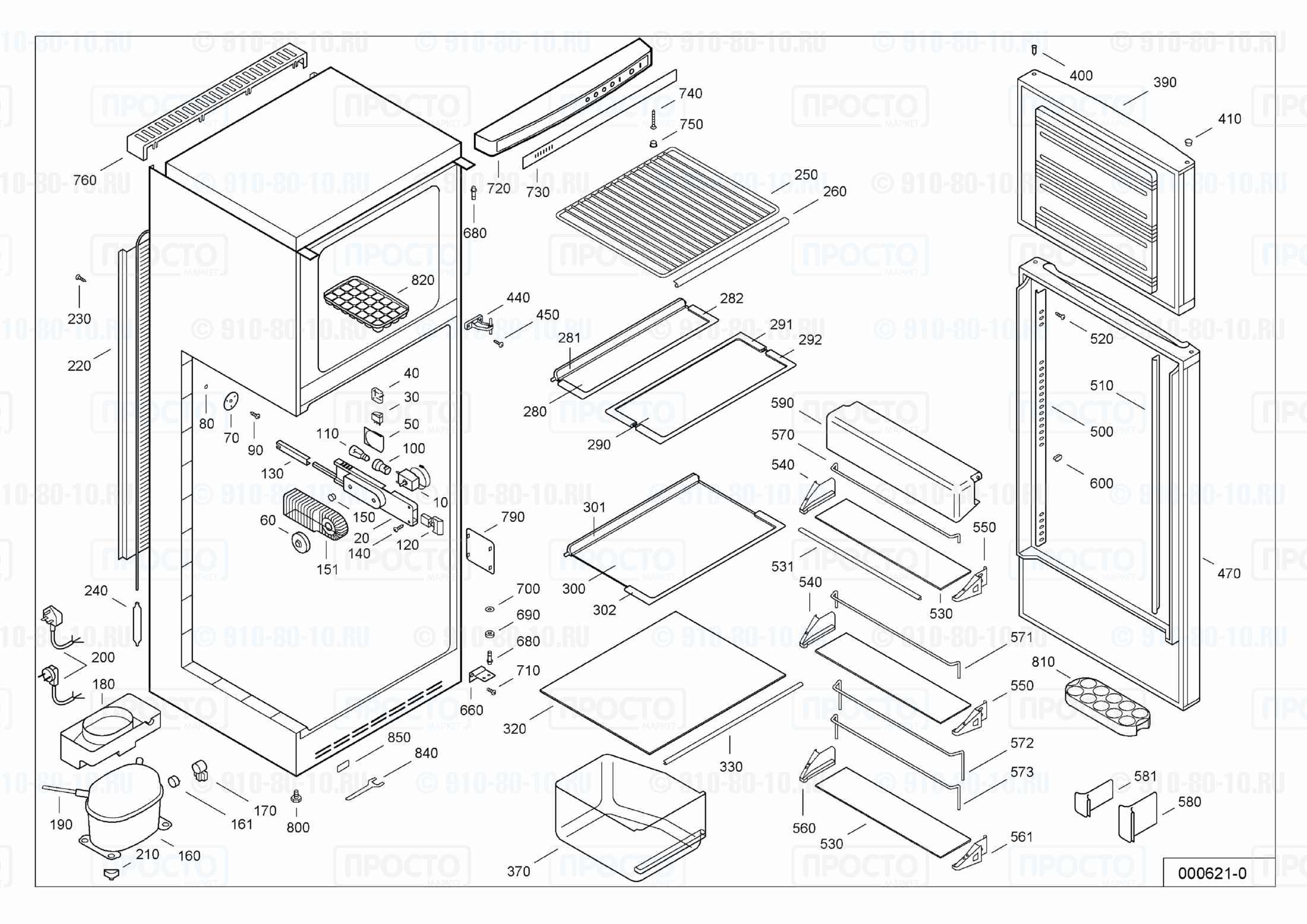 Взрыв-схема запчастей холодильника Liebherr KDbl 3164-25
