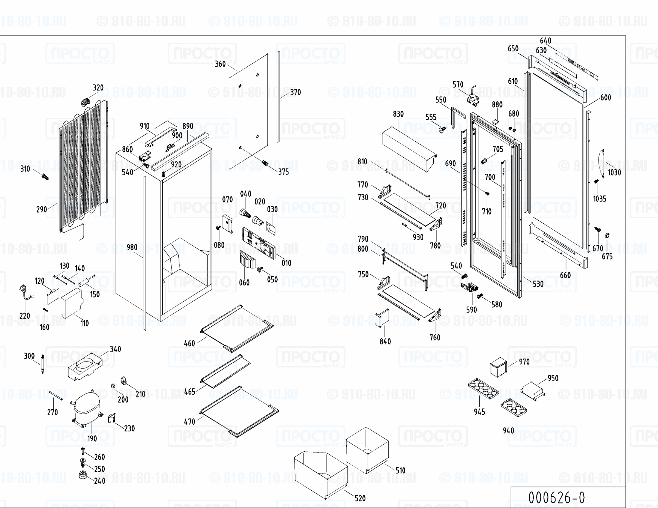 Взрыв-схема запчастей холодильника Liebherr KLEr 1460-21