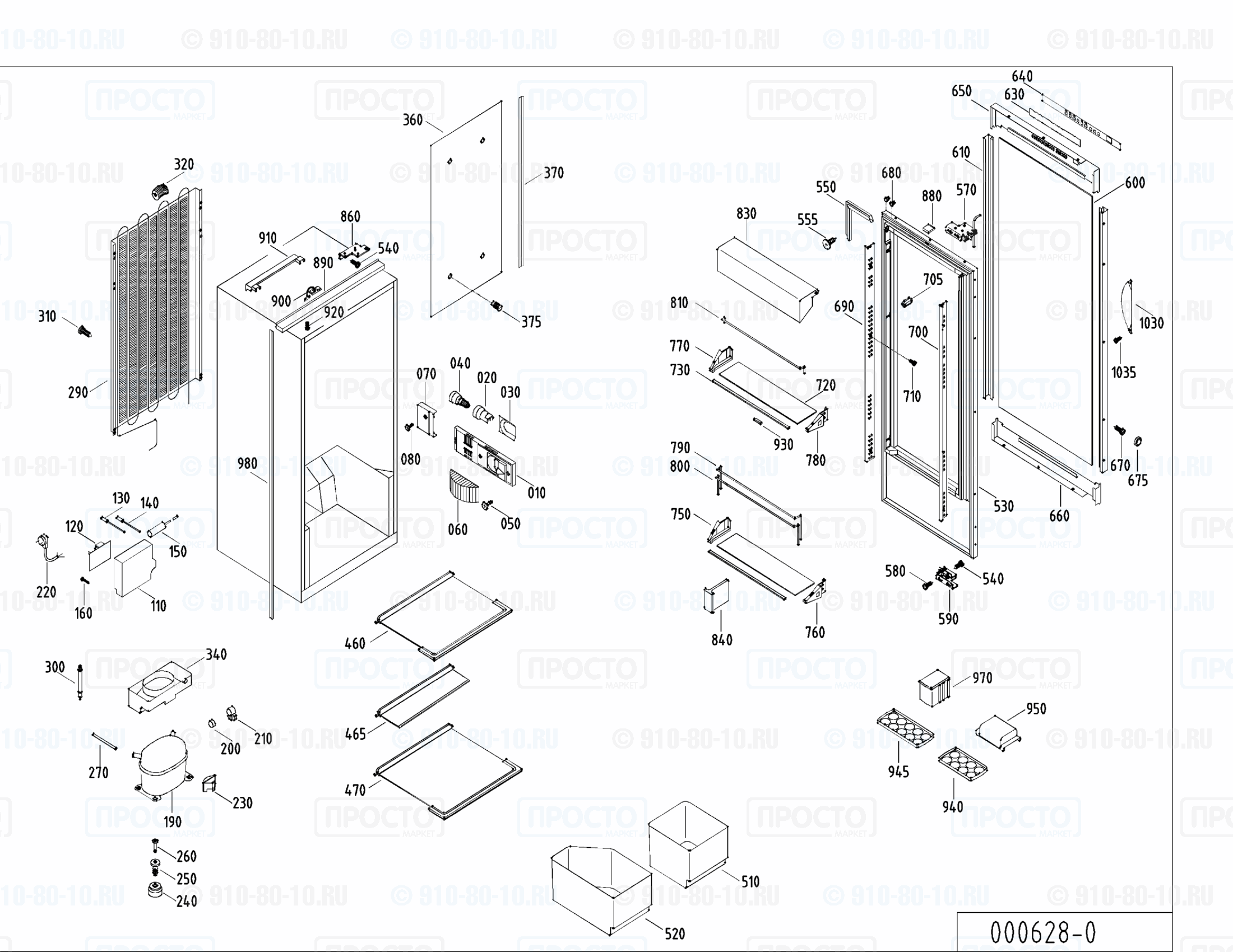 Взрыв-схема запчастей холодильника Liebherr KLEl 1460-21