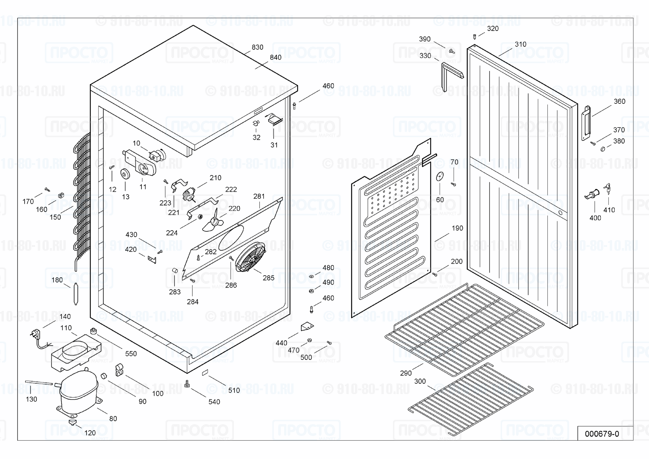 Взрыв-схема запчастей холодильника Liebherr UKS 5000-11D