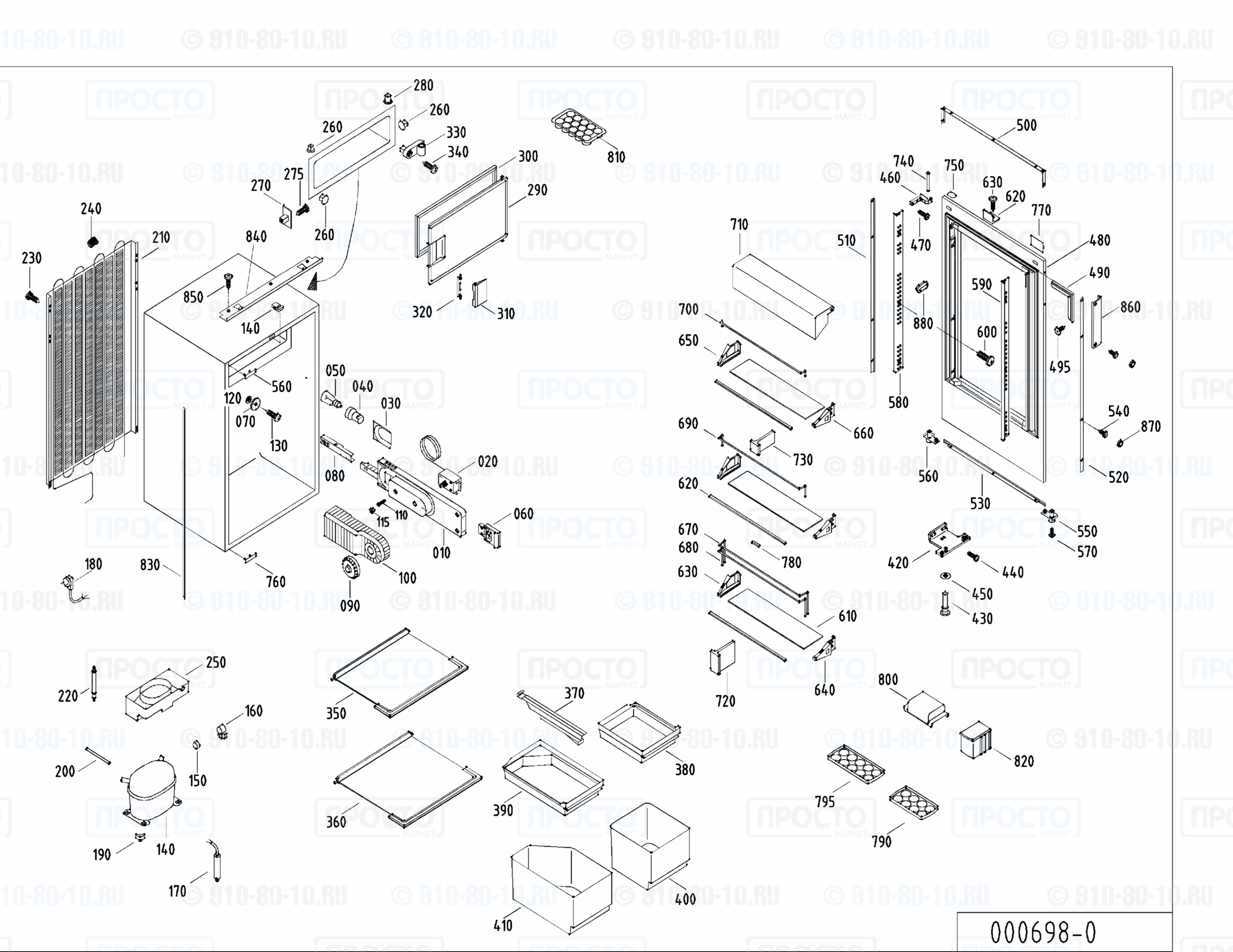 Взрыв-схема запчастей холодильника Liebherr KE 1964-20
