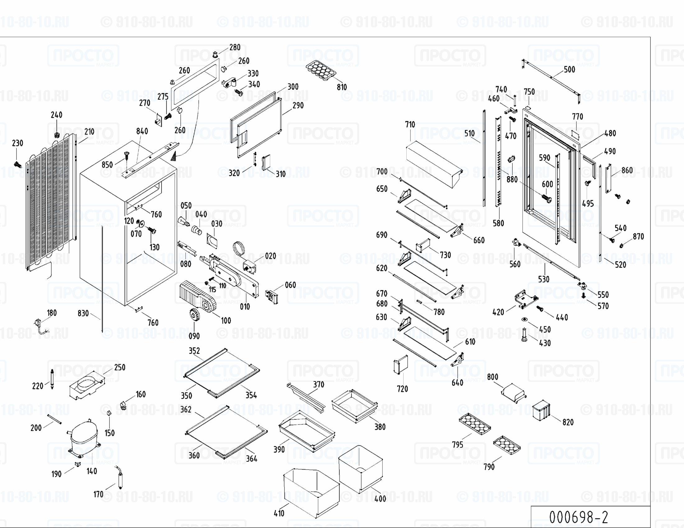 Взрыв-схема запчастей холодильника Liebherr KE 1964-20A