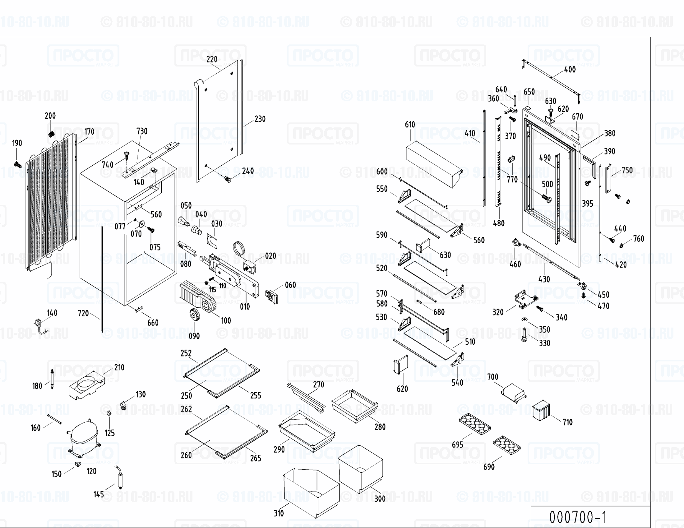 Взрыв-схема запчастей холодильника Liebherr KE 2060-20A