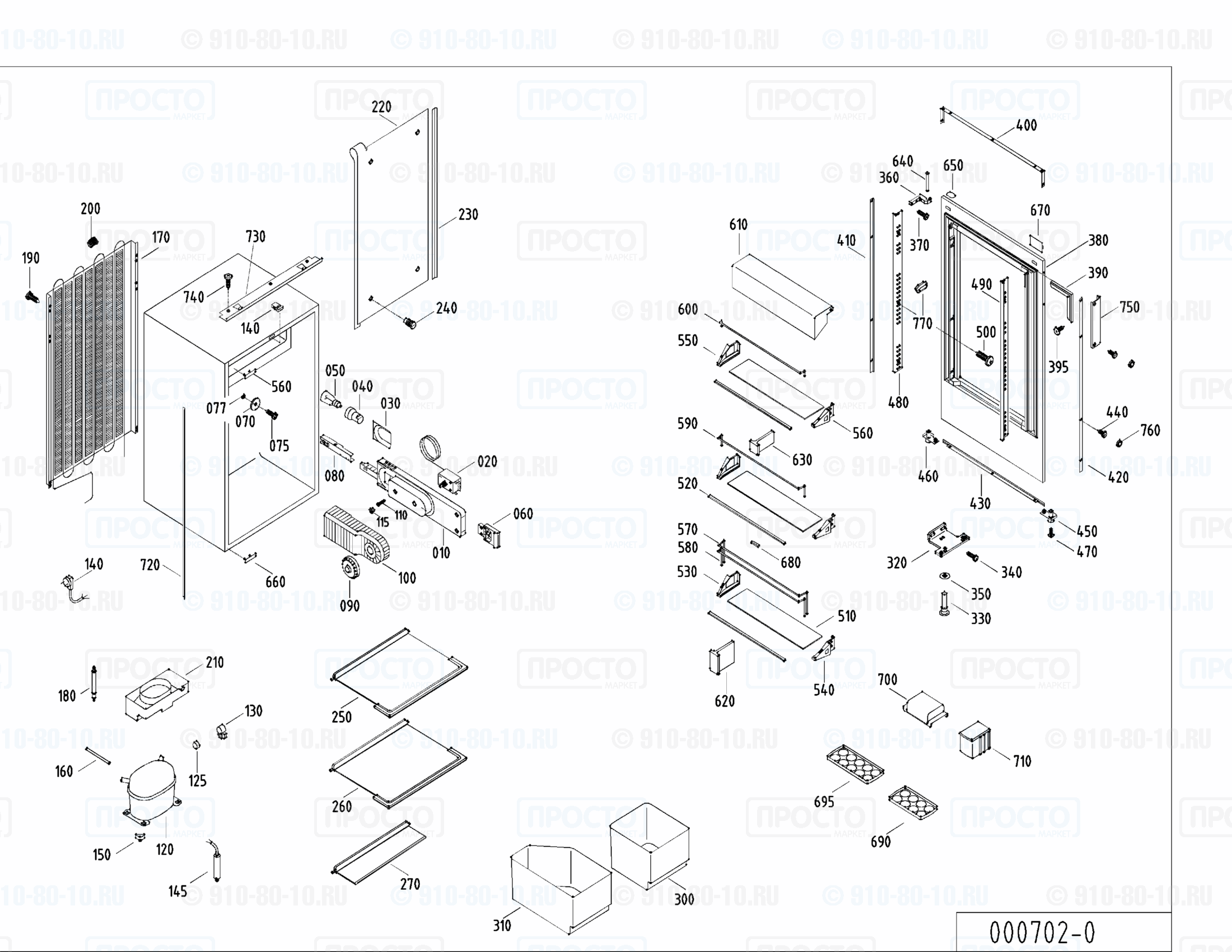 Взрыв-схема запчастей холодильника Liebherr KE 1460-20