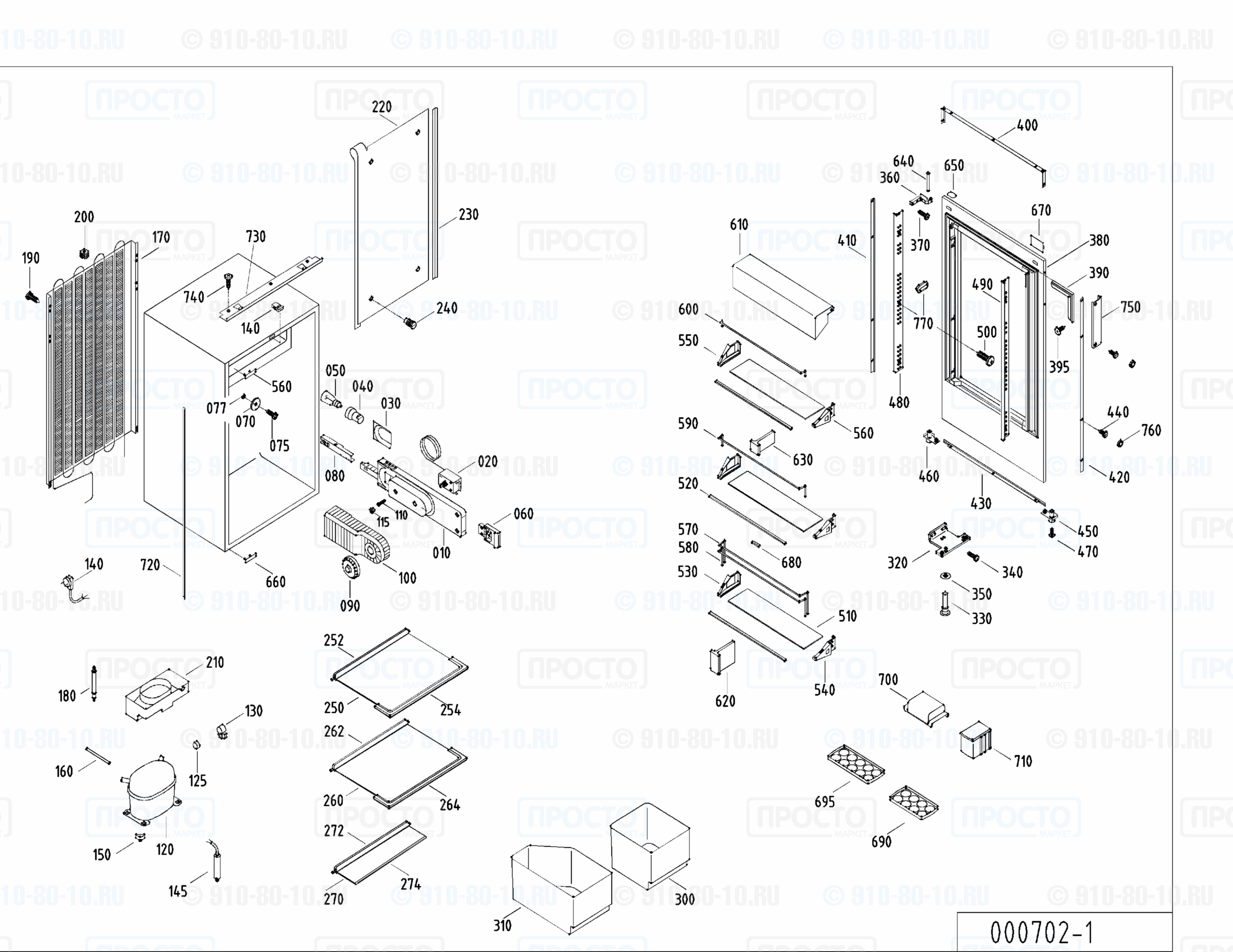 Взрыв-схема запчастей холодильника Liebherr KE 1460-20A
