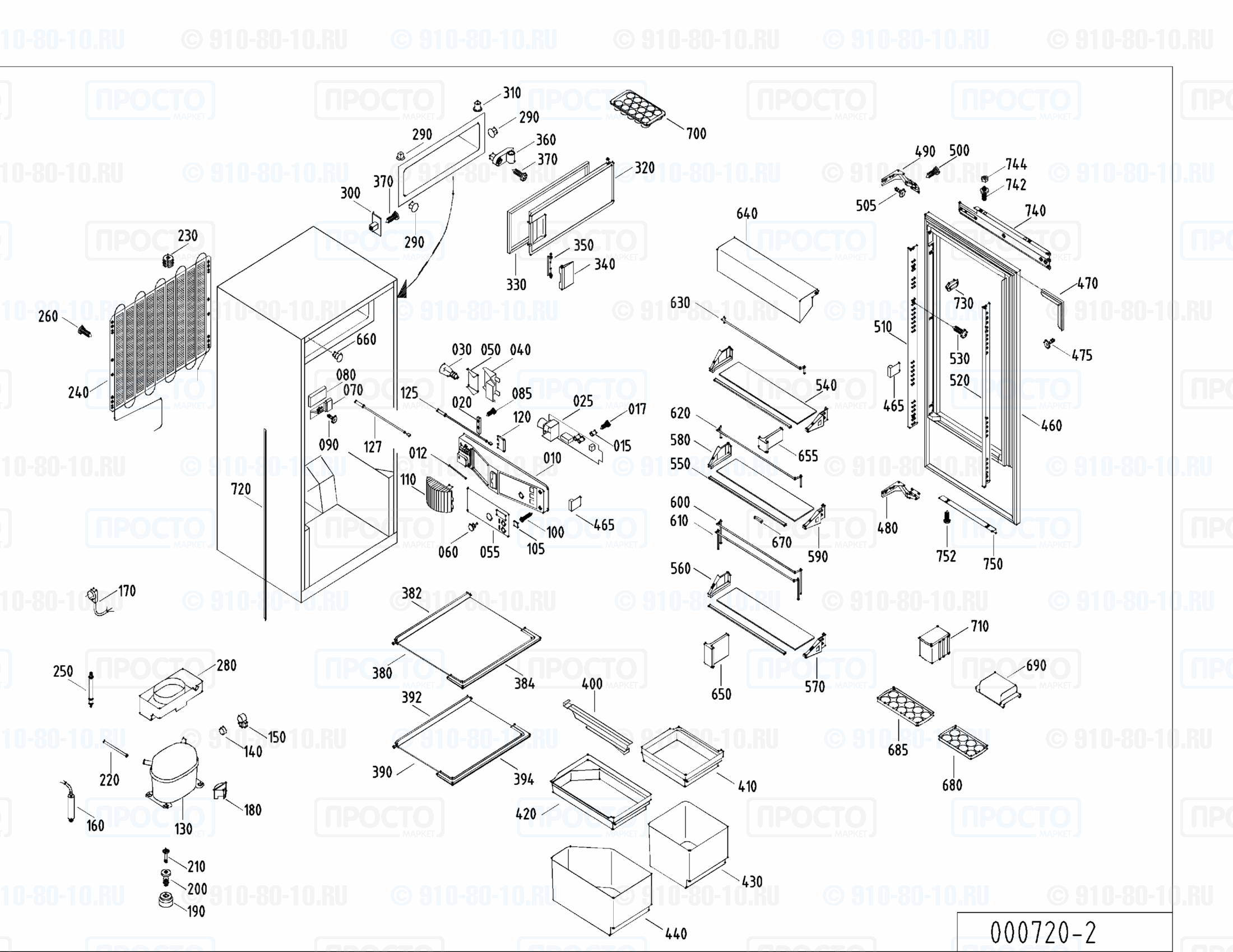 Взрыв-схема запчастей холодильника Liebherr KIe 2264-21A