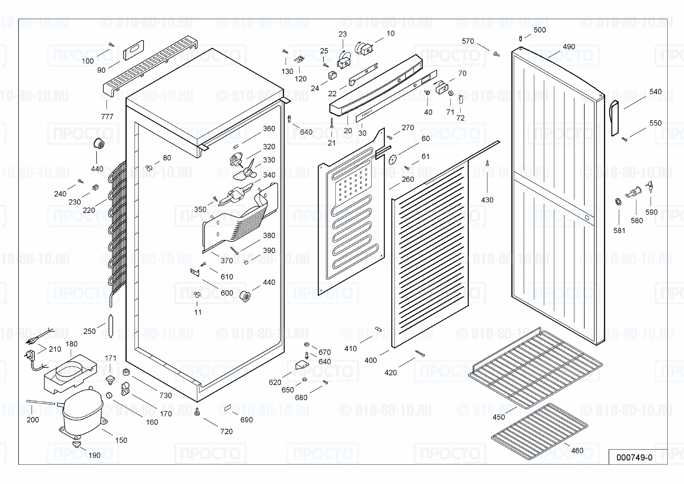 Взрыв-схема запчастей холодильника Liebherr WKes 3200-10