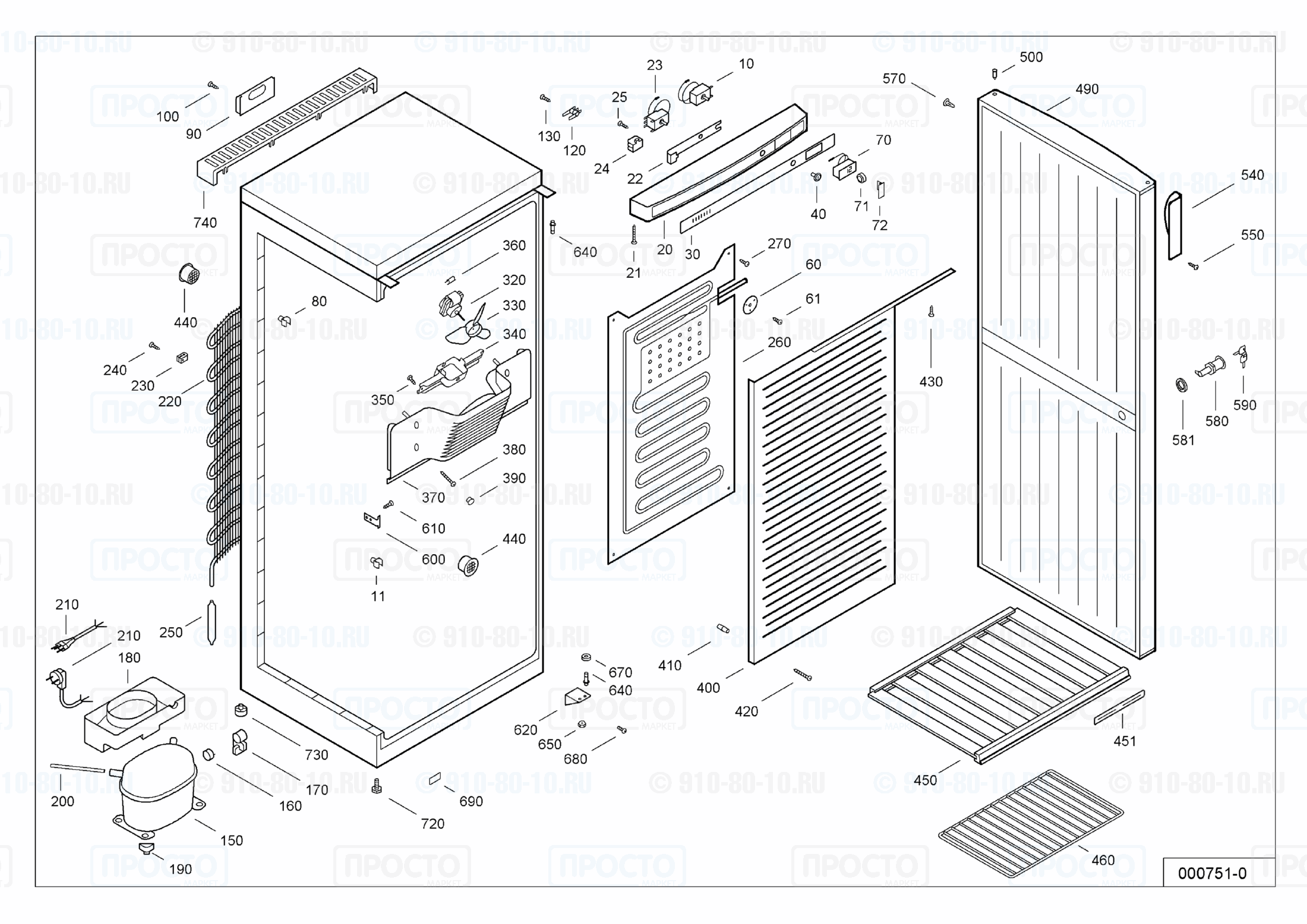 Взрыв-схема запчастей холодильника Liebherr WKrs 3200-10