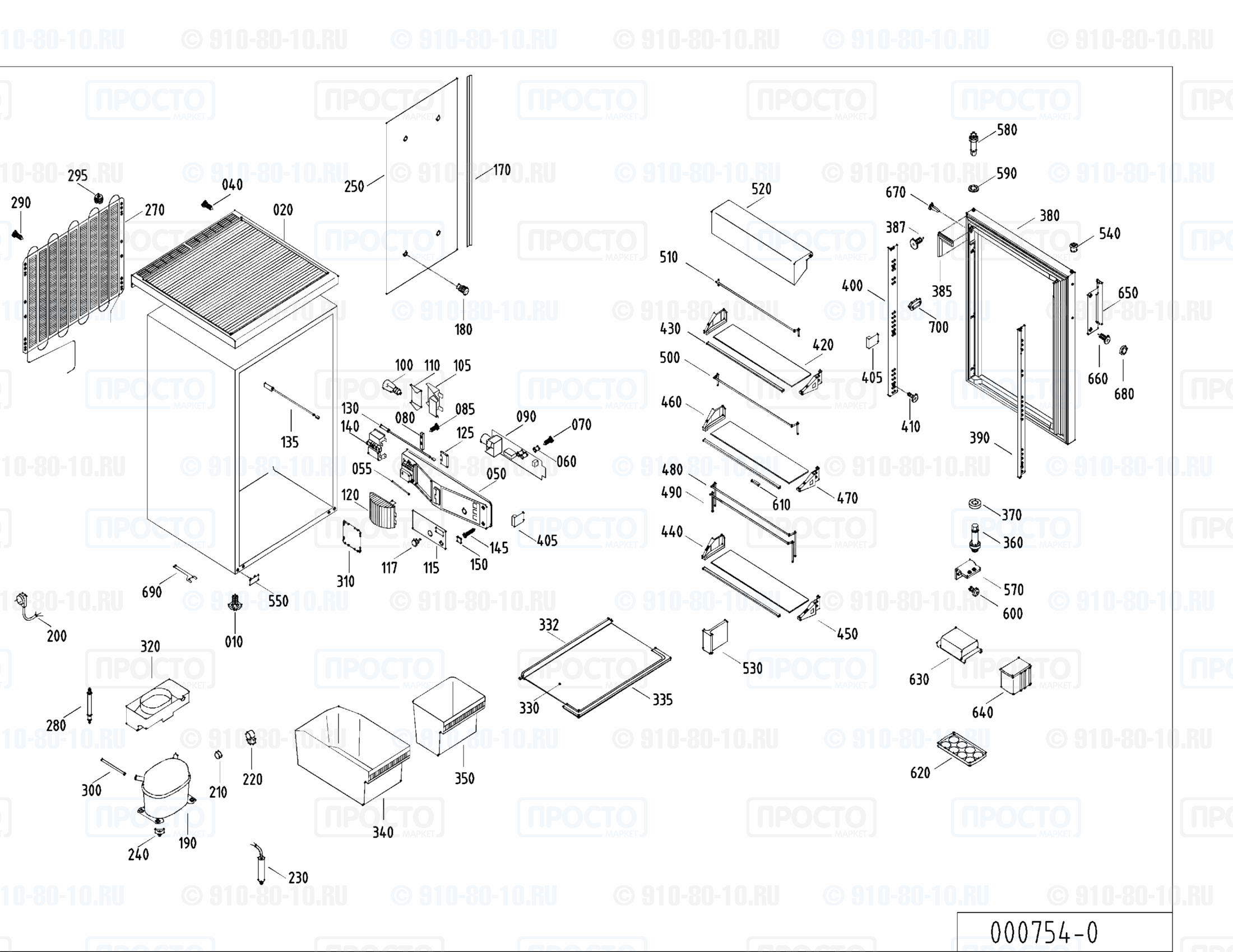 Взрыв-схема запчастей холодильника Liebherr KTe 1460-22J