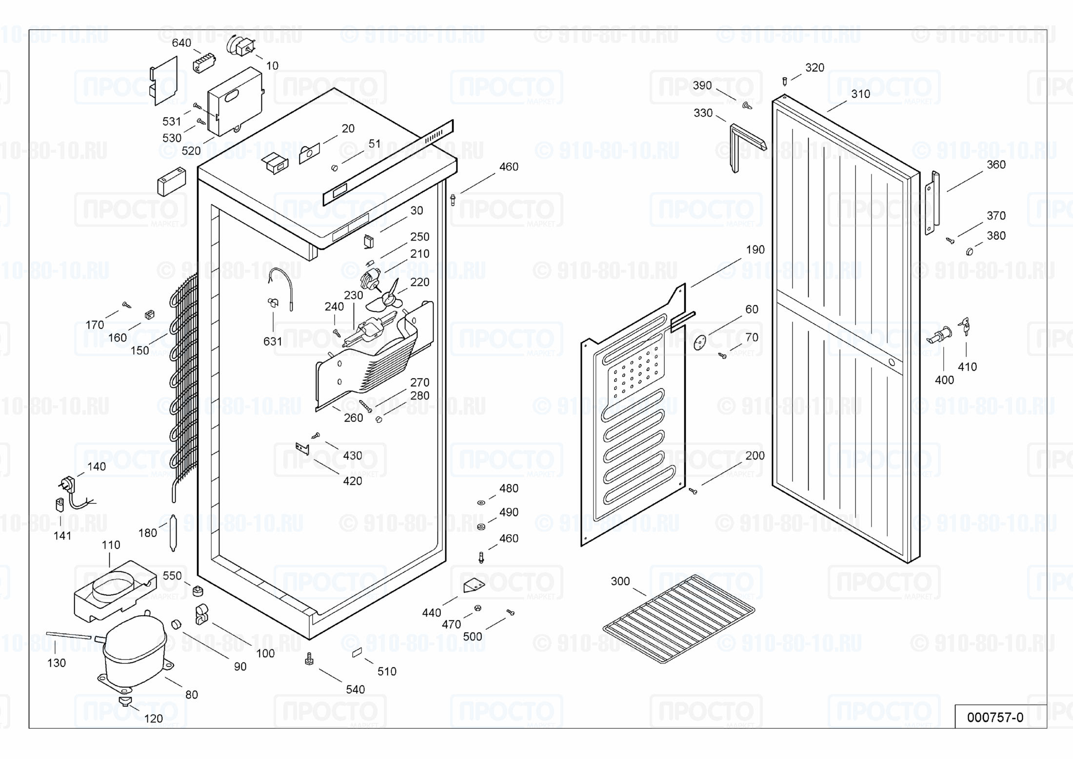 Взрыв-схема запчастей холодильника Liebherr UKS 3600-21D