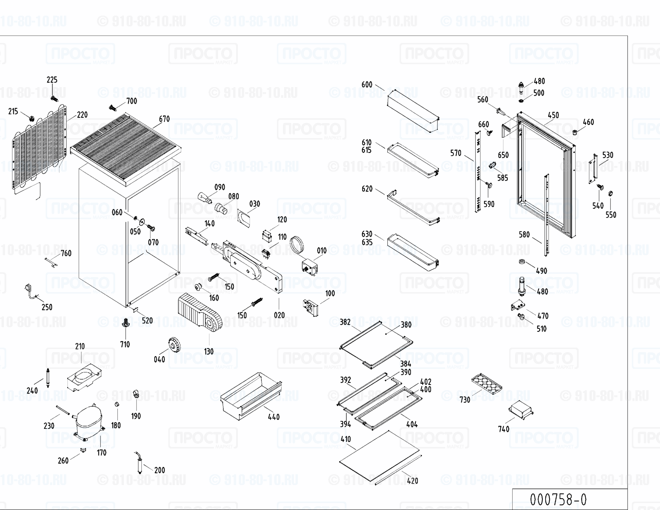 Взрыв-схема запчастей холодильника Liebherr KT 1530-22