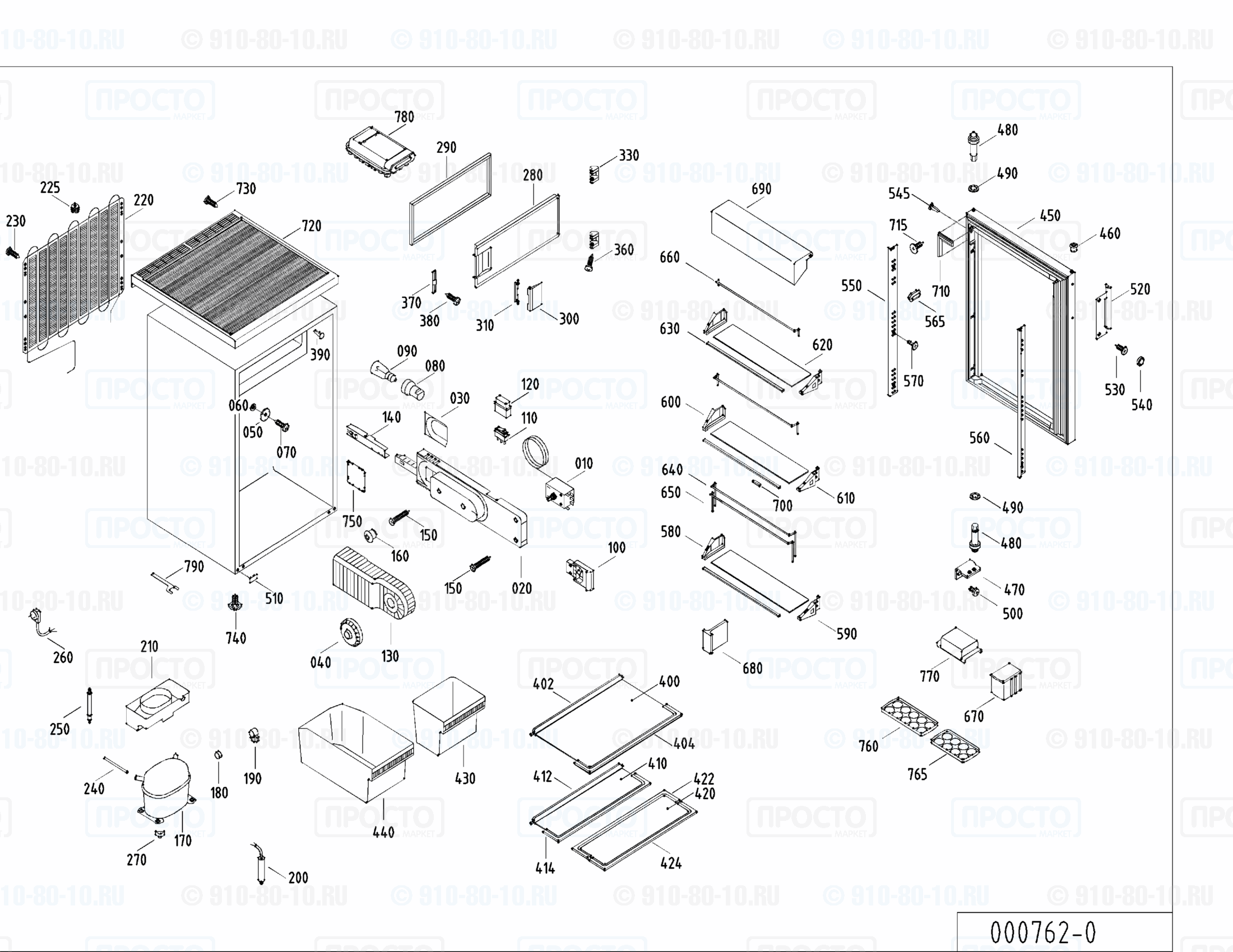 Взрыв-схема запчастей холодильника Liebherr KT 1740-22
