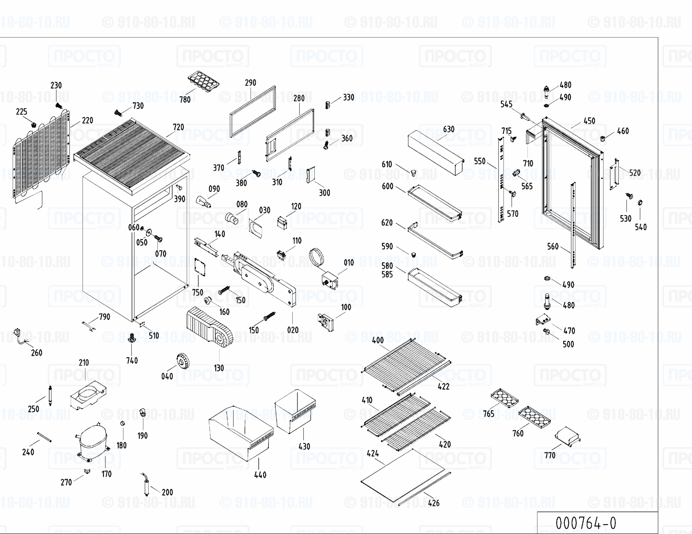 Взрыв-схема запчастей холодильника Liebherr KT 1464-22