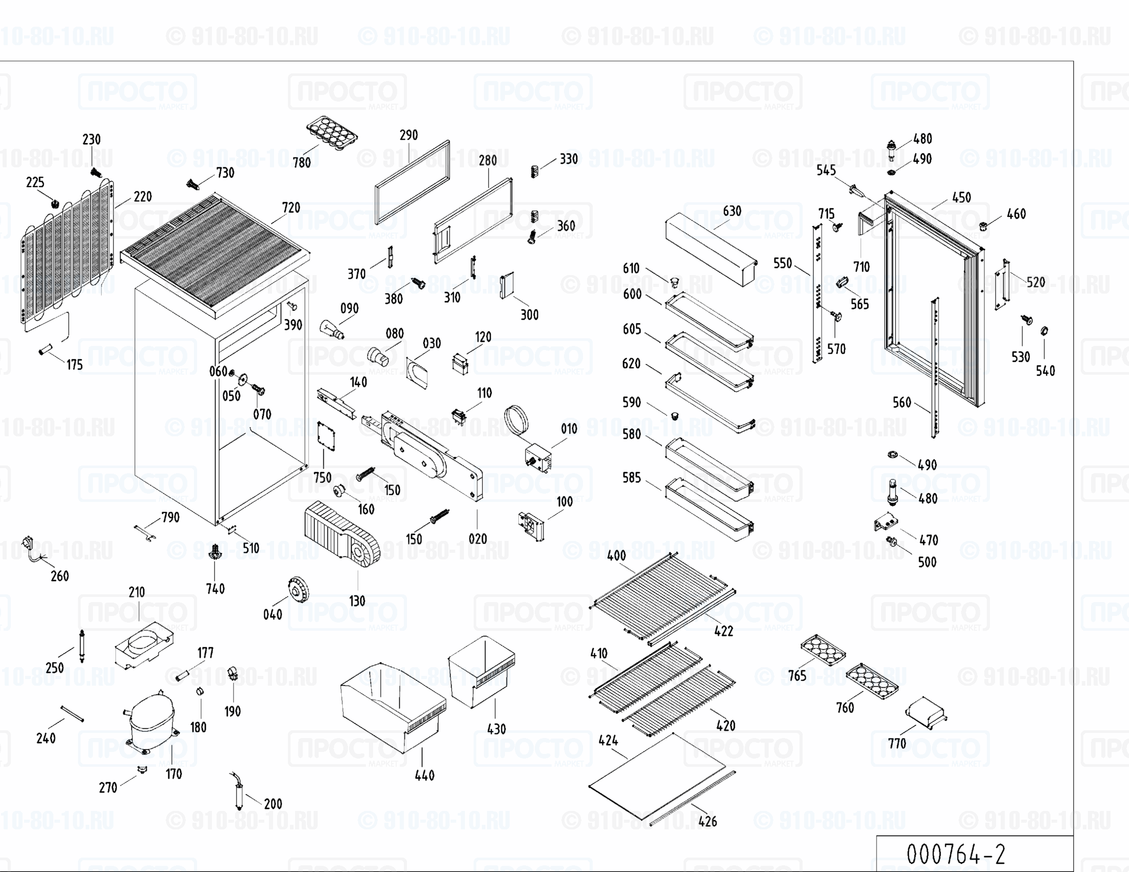 Взрыв-схема запчастей холодильника Liebherr KT 1724-22A