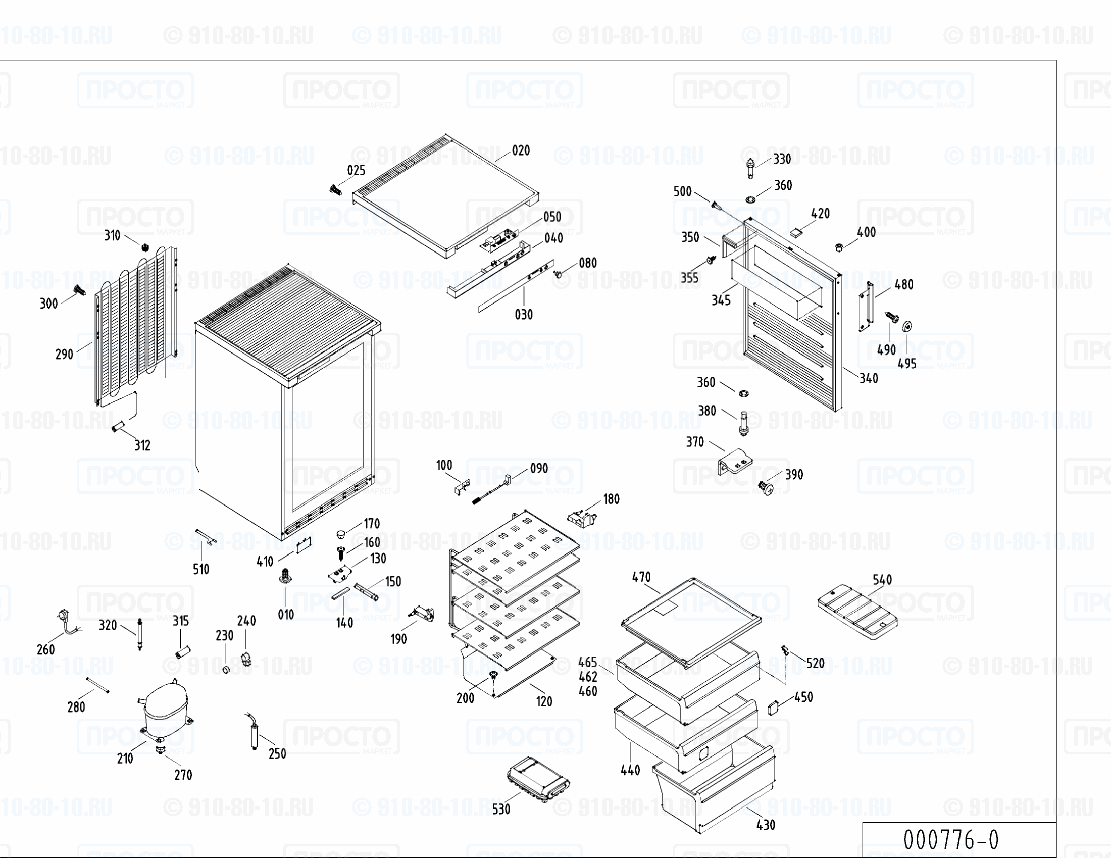 Взрыв-схема запчастей холодильника Liebherr GS 1263-22