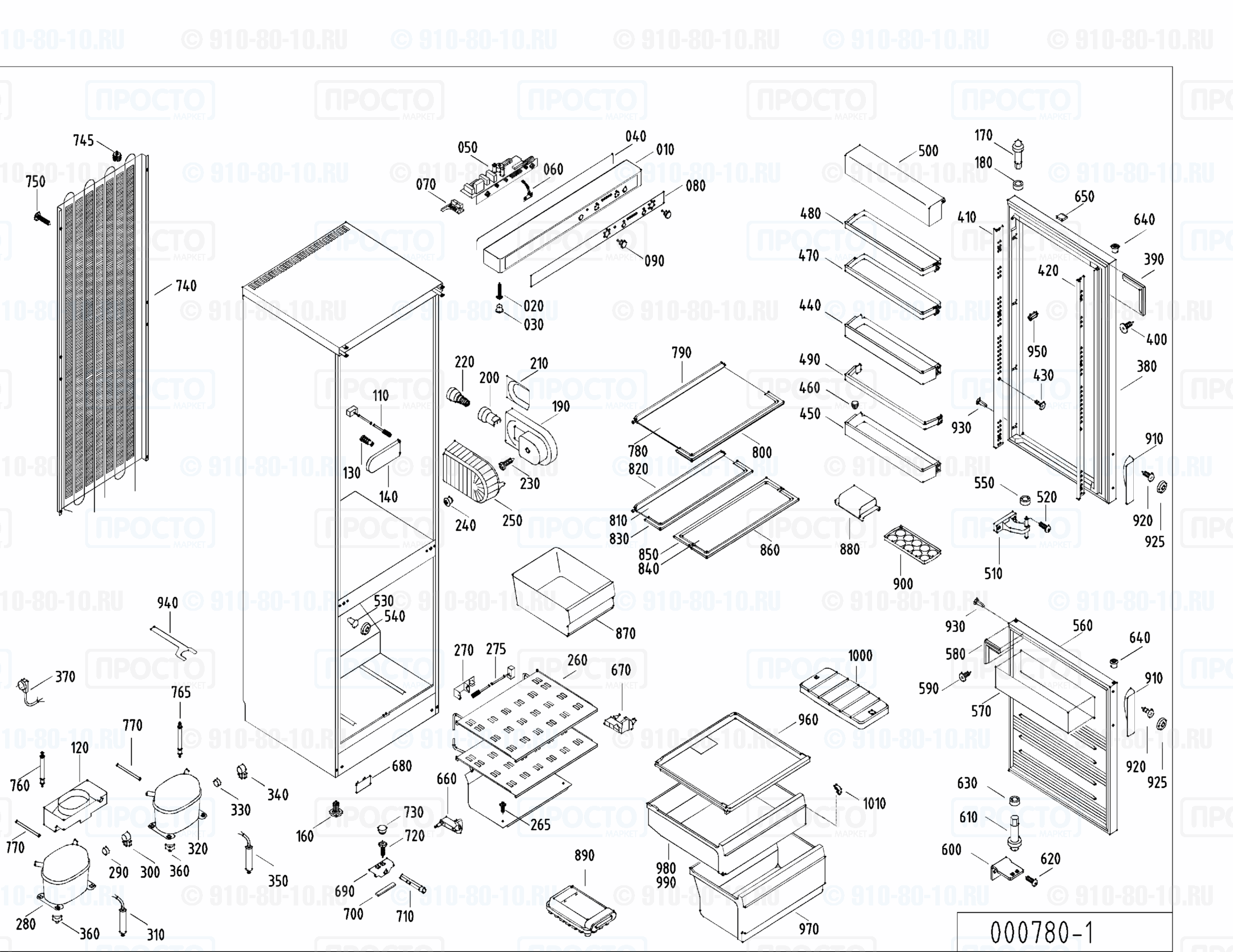Взрыв-схема запчастей холодильника Liebherr KGK 2833-22B