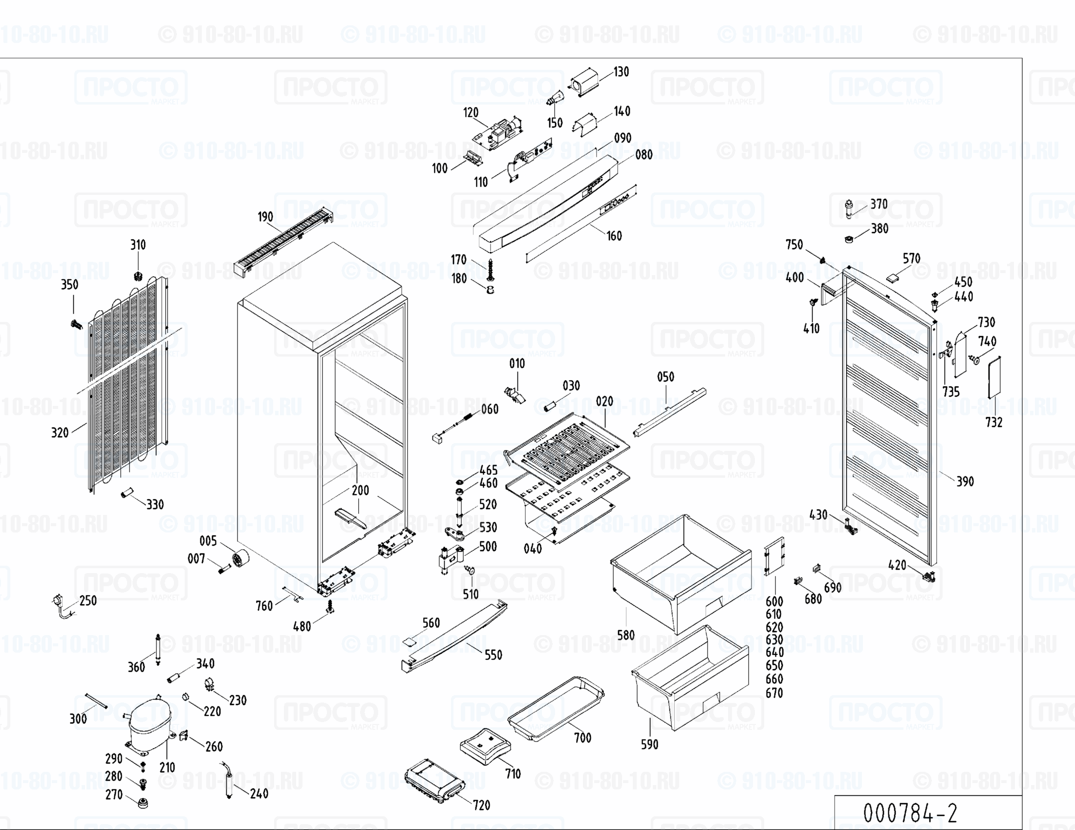 Взрыв-схема запчастей холодильника Liebherr GSS 2766-24