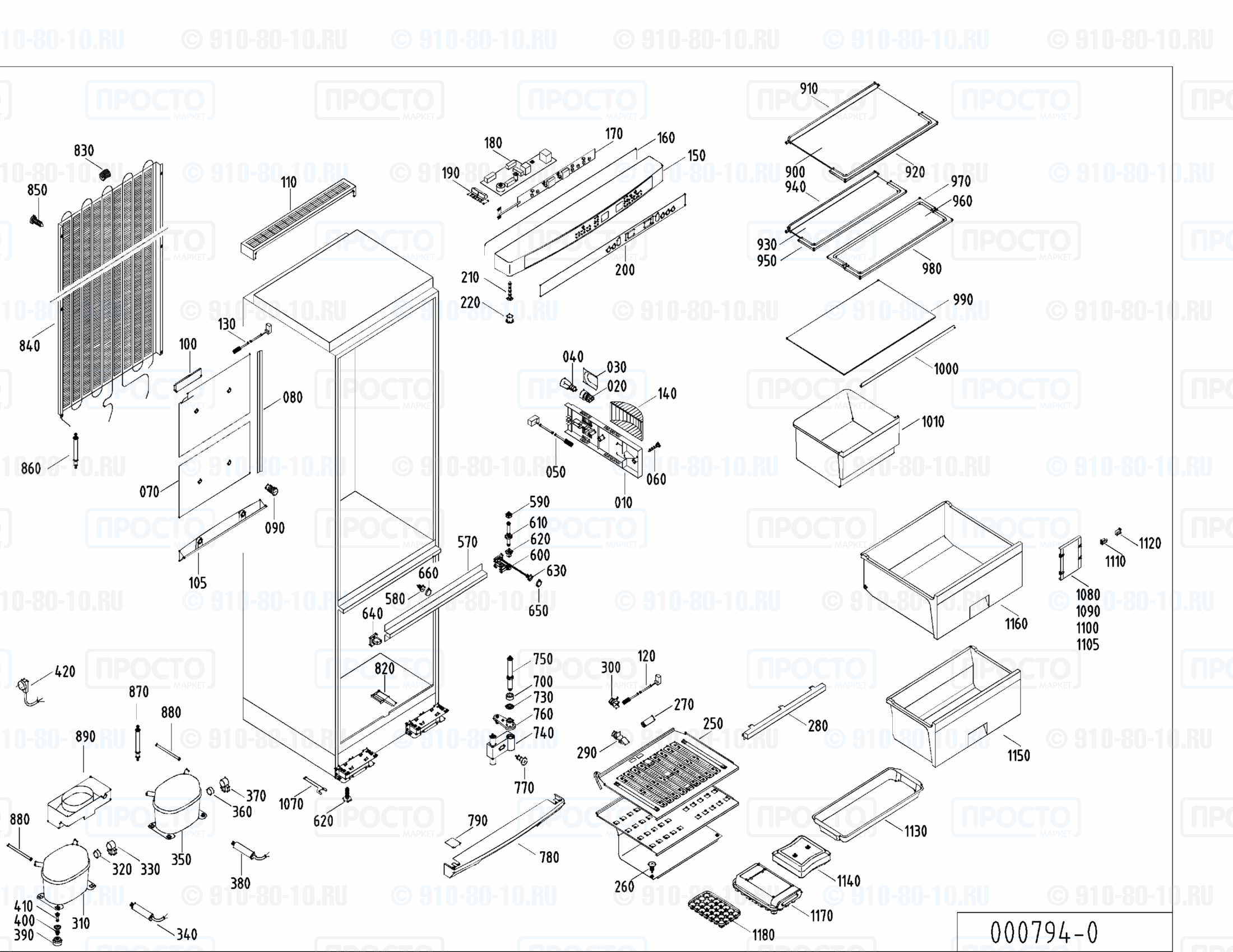 Взрыв-схема запчастей холодильника Liebherr KGT 3536-24