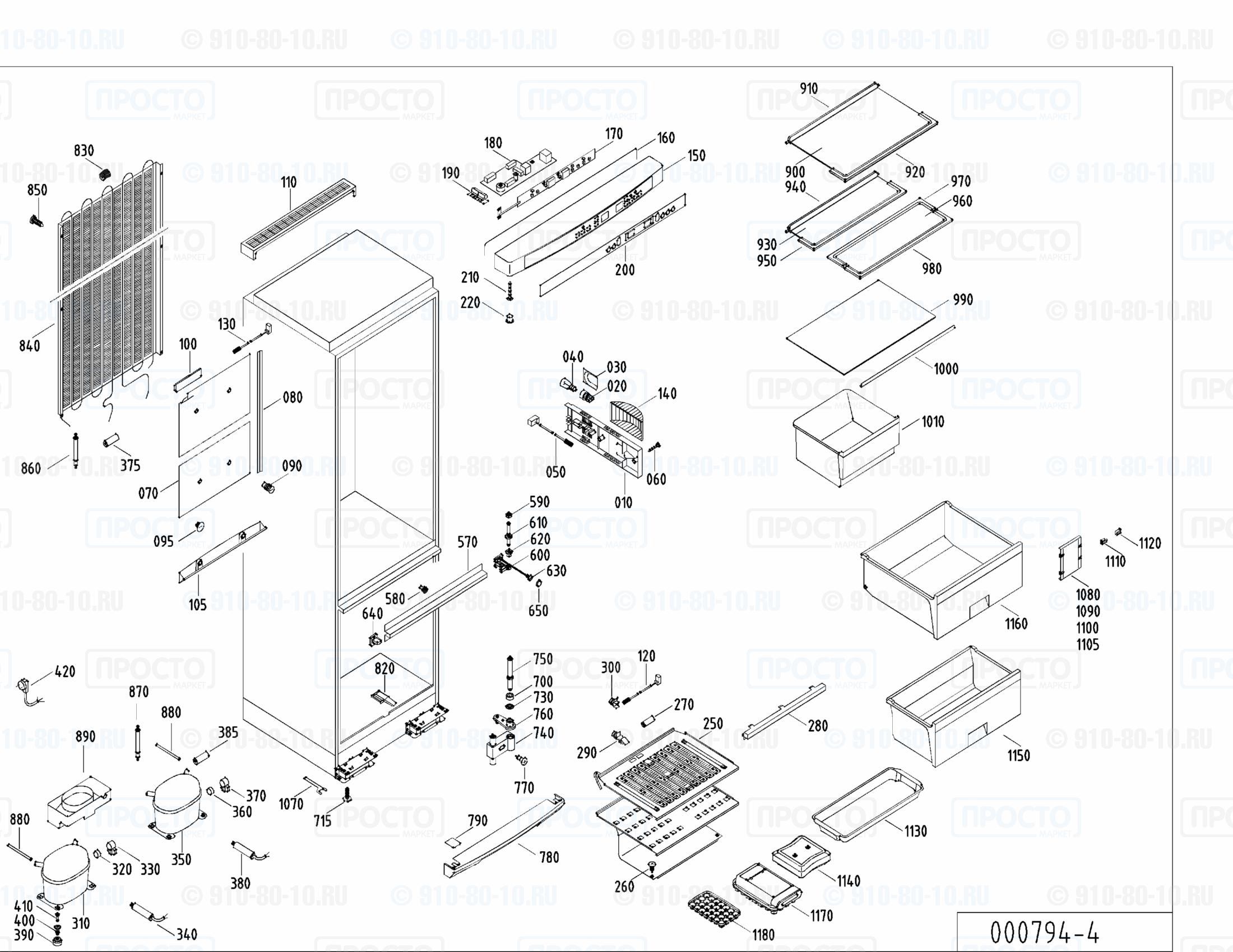 Взрыв-схема запчастей холодильника Liebherr KGT 3546-24B