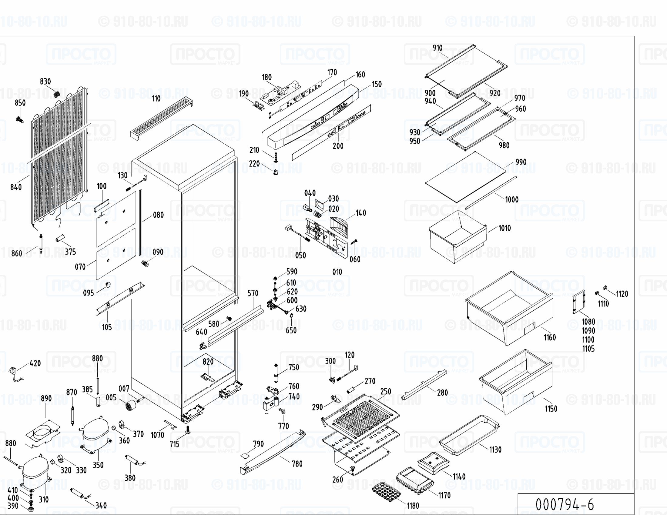 Взрыв-схема запчастей холодильника Liebherr KGT 4046-24B