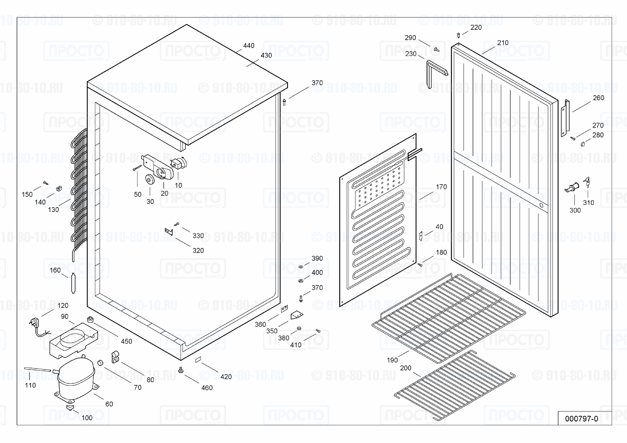 Взрыв-схема запчастей холодильника Liebherr FKS 5000-1 E