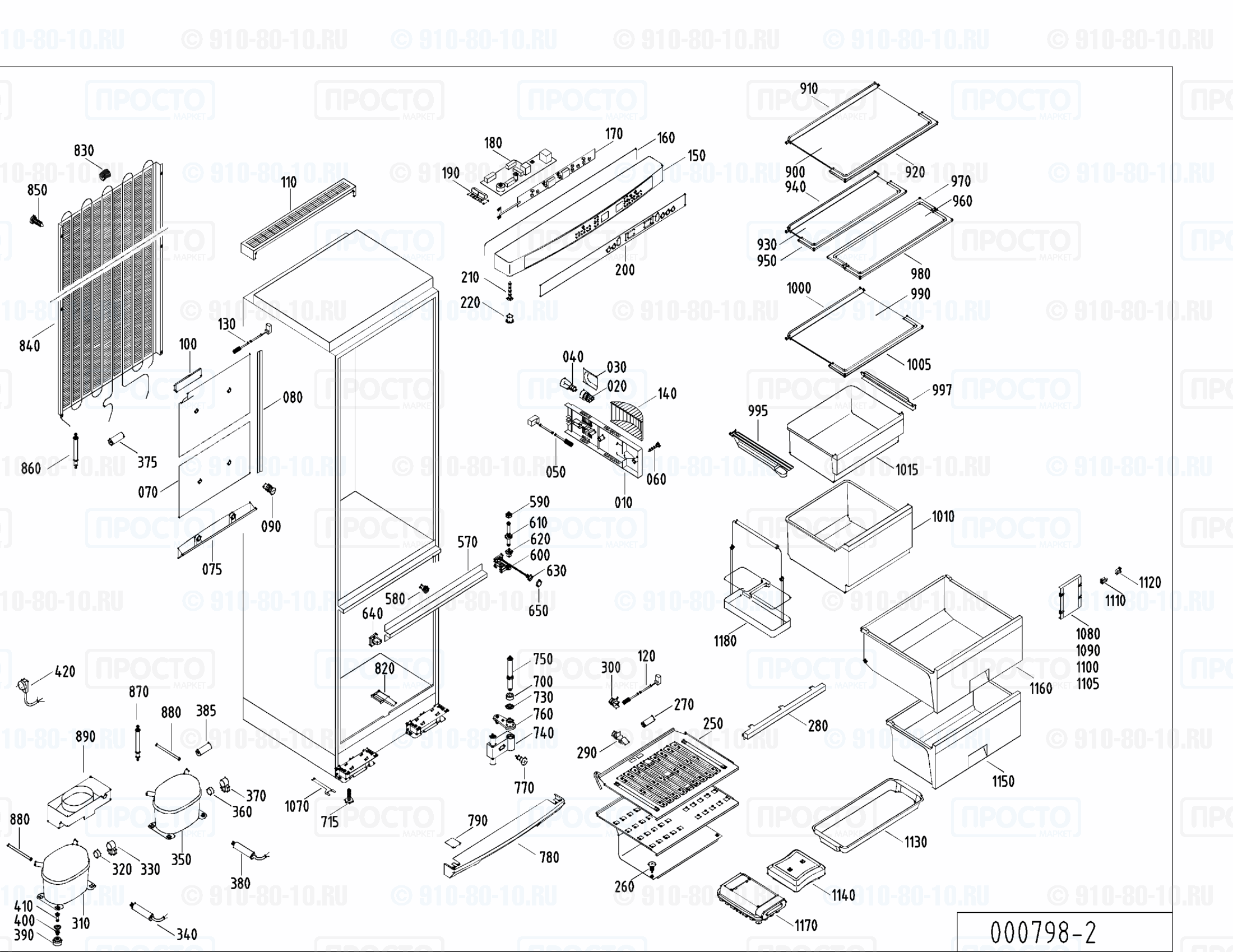 Взрыв-схема запчастей холодильника Liebherr KGTes 4066-24