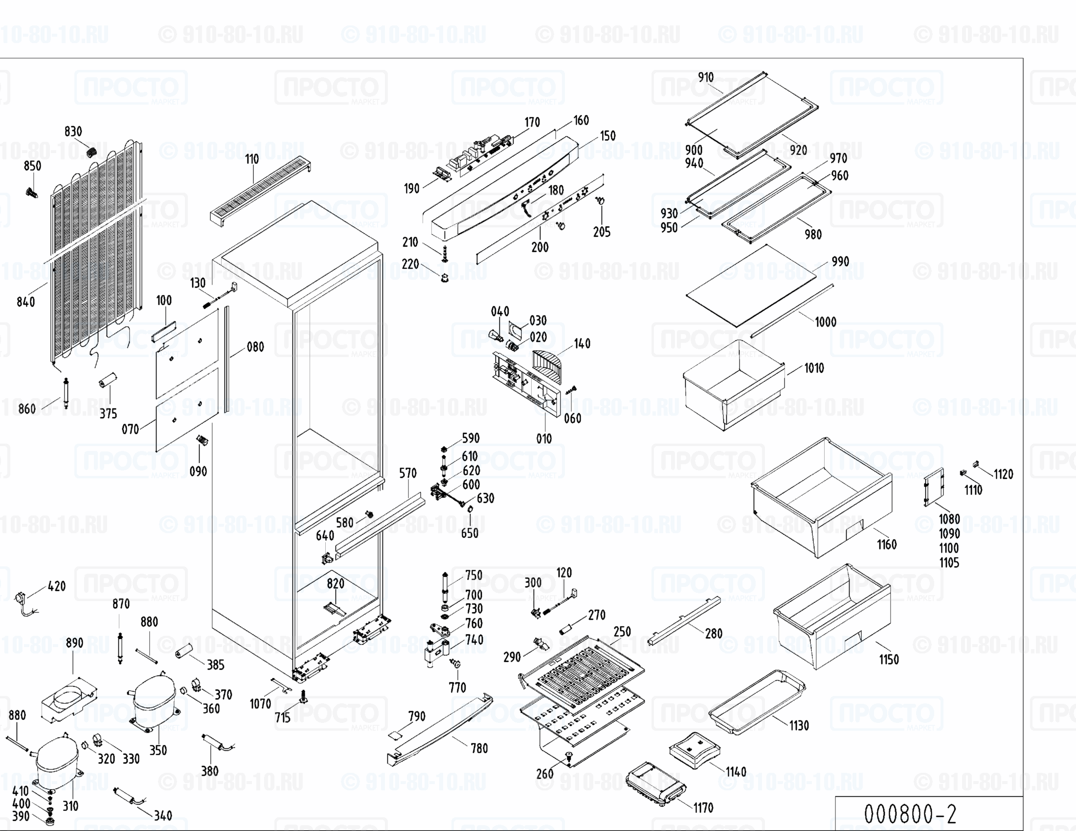 Взрыв-схема холодильника Liebherr KGT 2643-24A