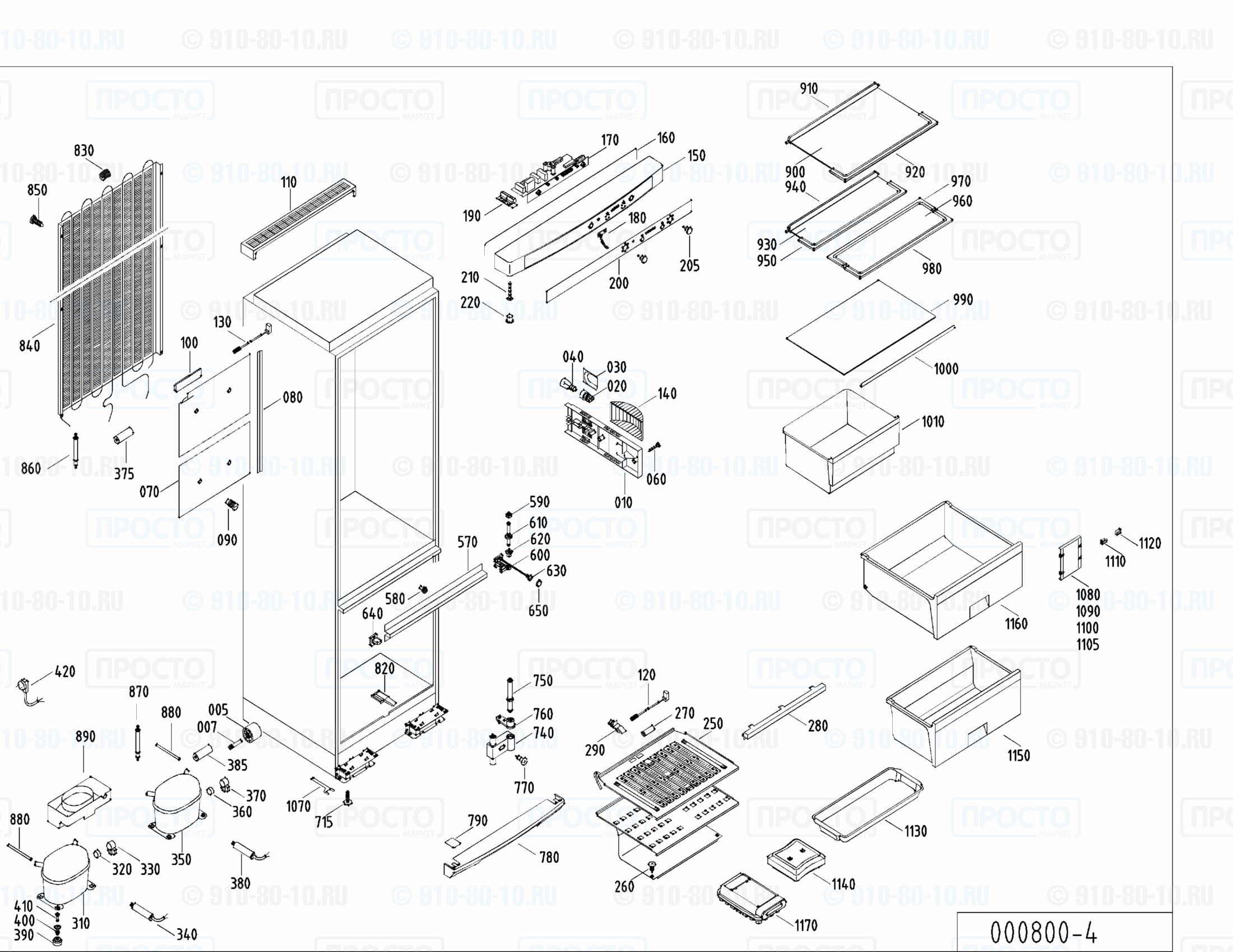 Взрыв-схема запчастей холодильника Liebherr KGT 4043-24B