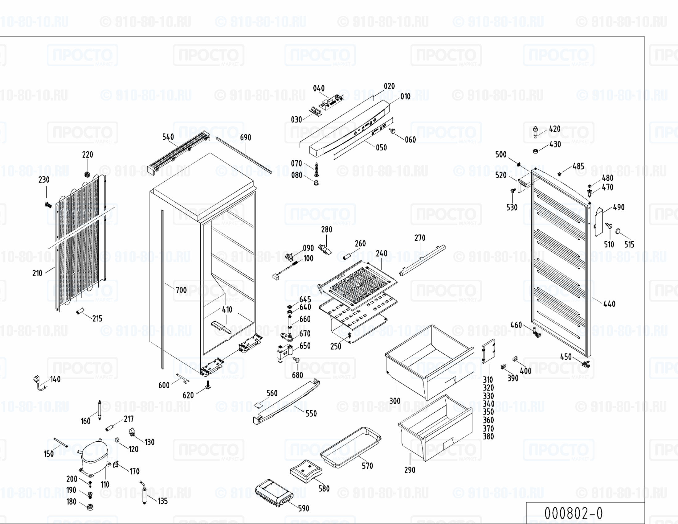 Взрыв-схема запчастей холодильника Liebherr GSD 2783-24A