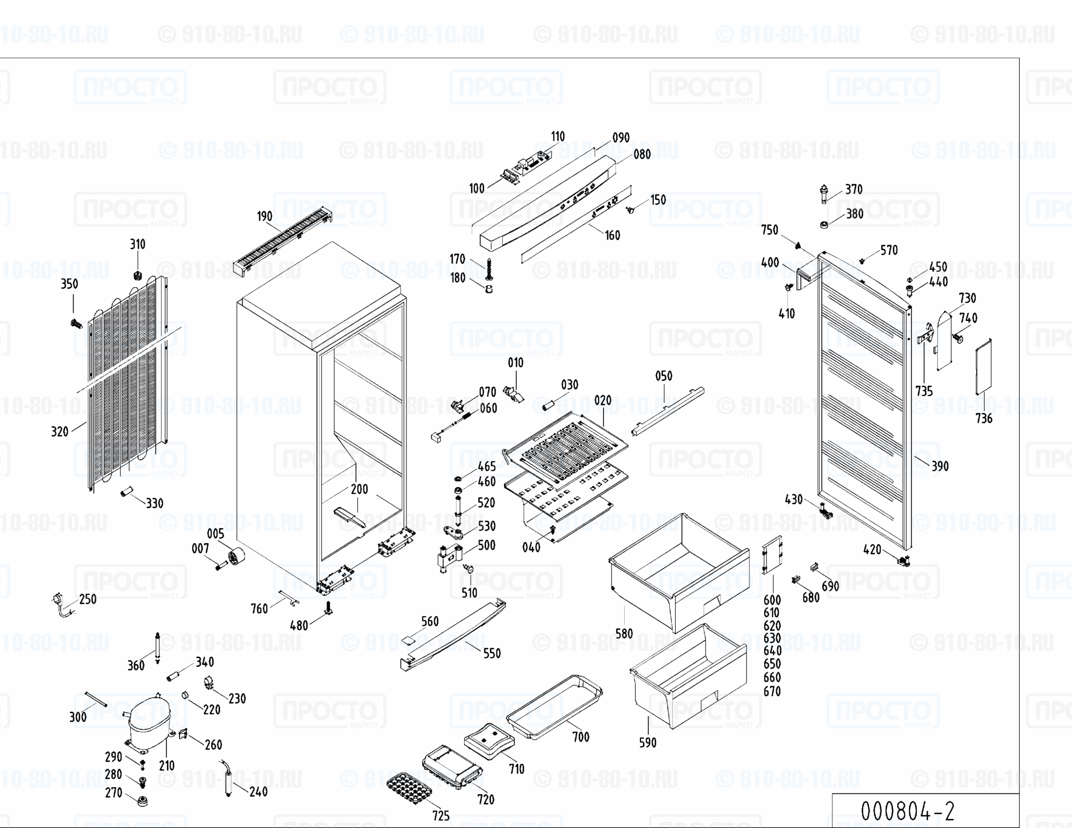 Взрыв-схема запчастей холодильника Liebherr GSS 3663-24B