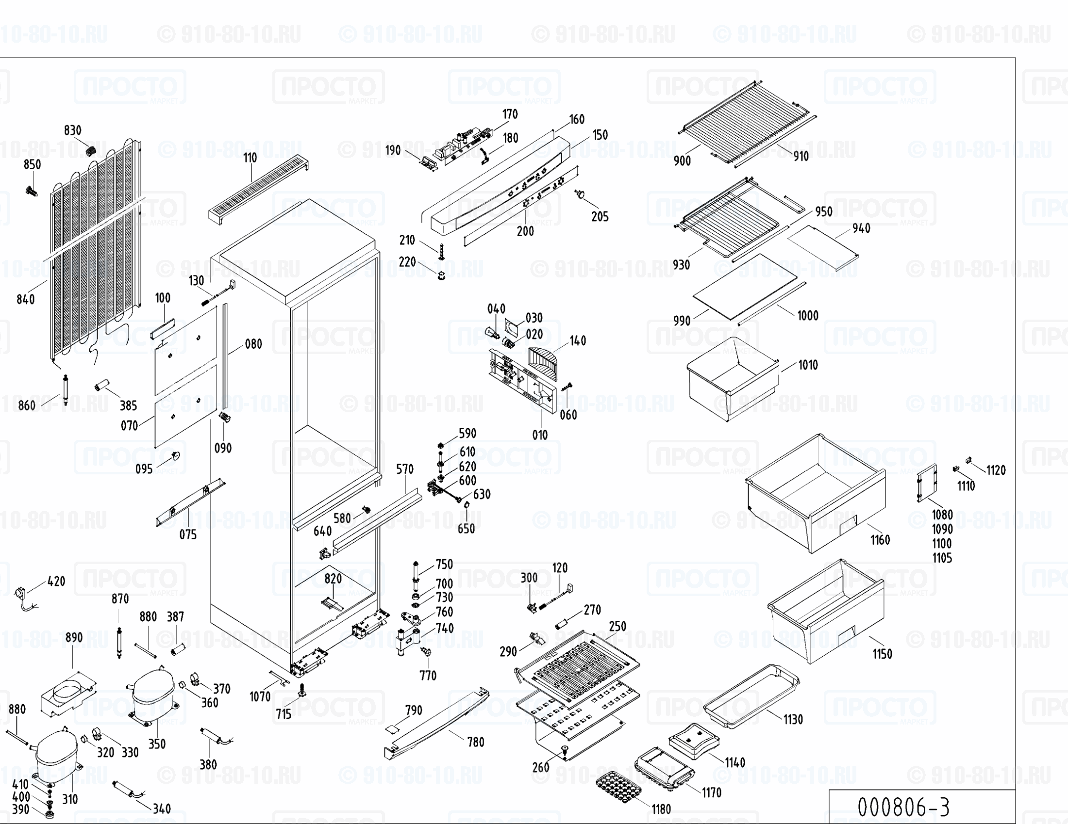 Взрыв-схема запчастей холодильника Liebherr KGT 3523-24C