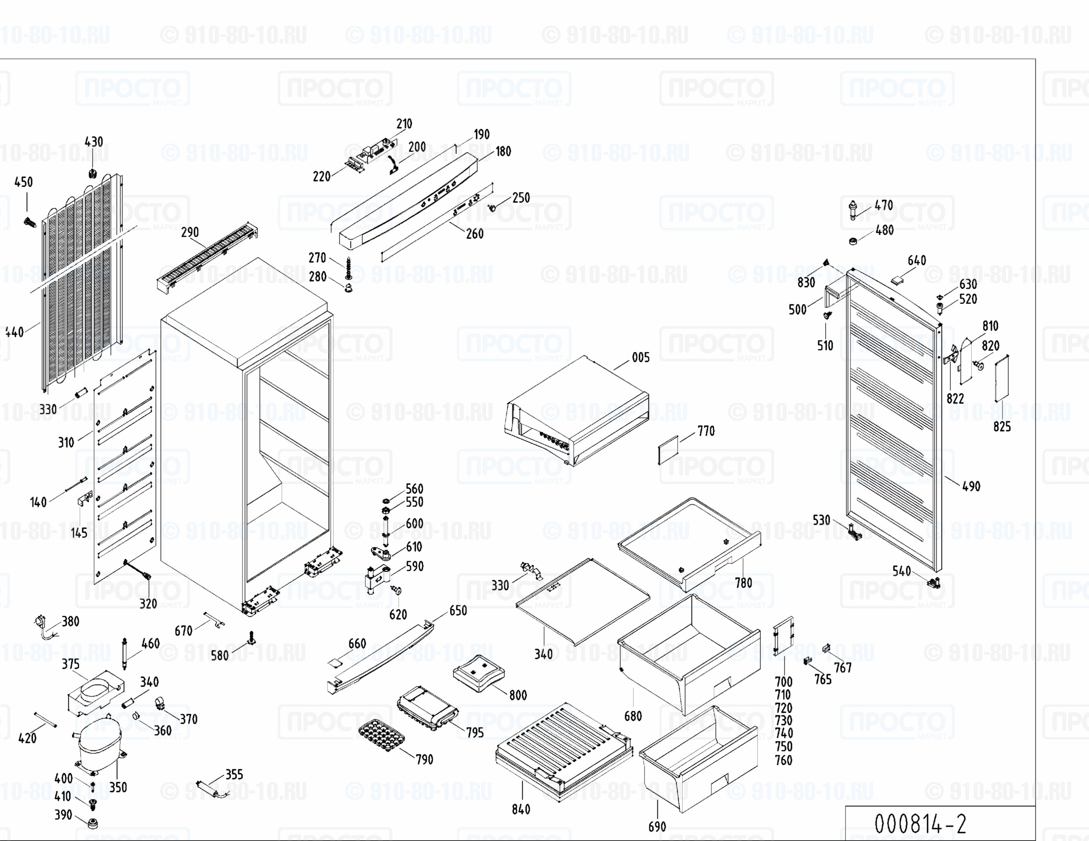 Взрыв-схема запчастей холодильника Liebherr GSN 2003-24