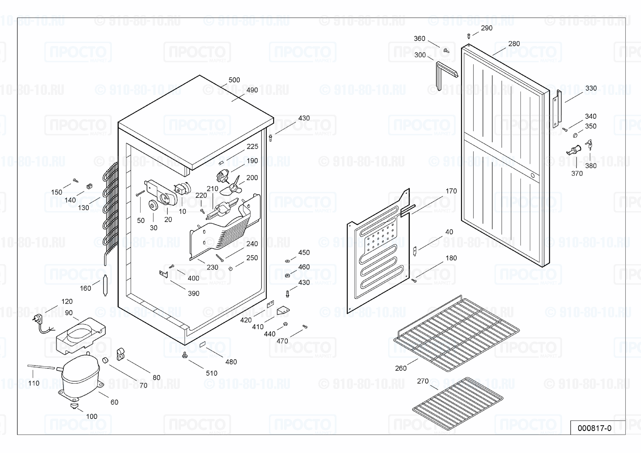 Взрыв-схема запчастей холодильника Liebherr UKS 2600-10