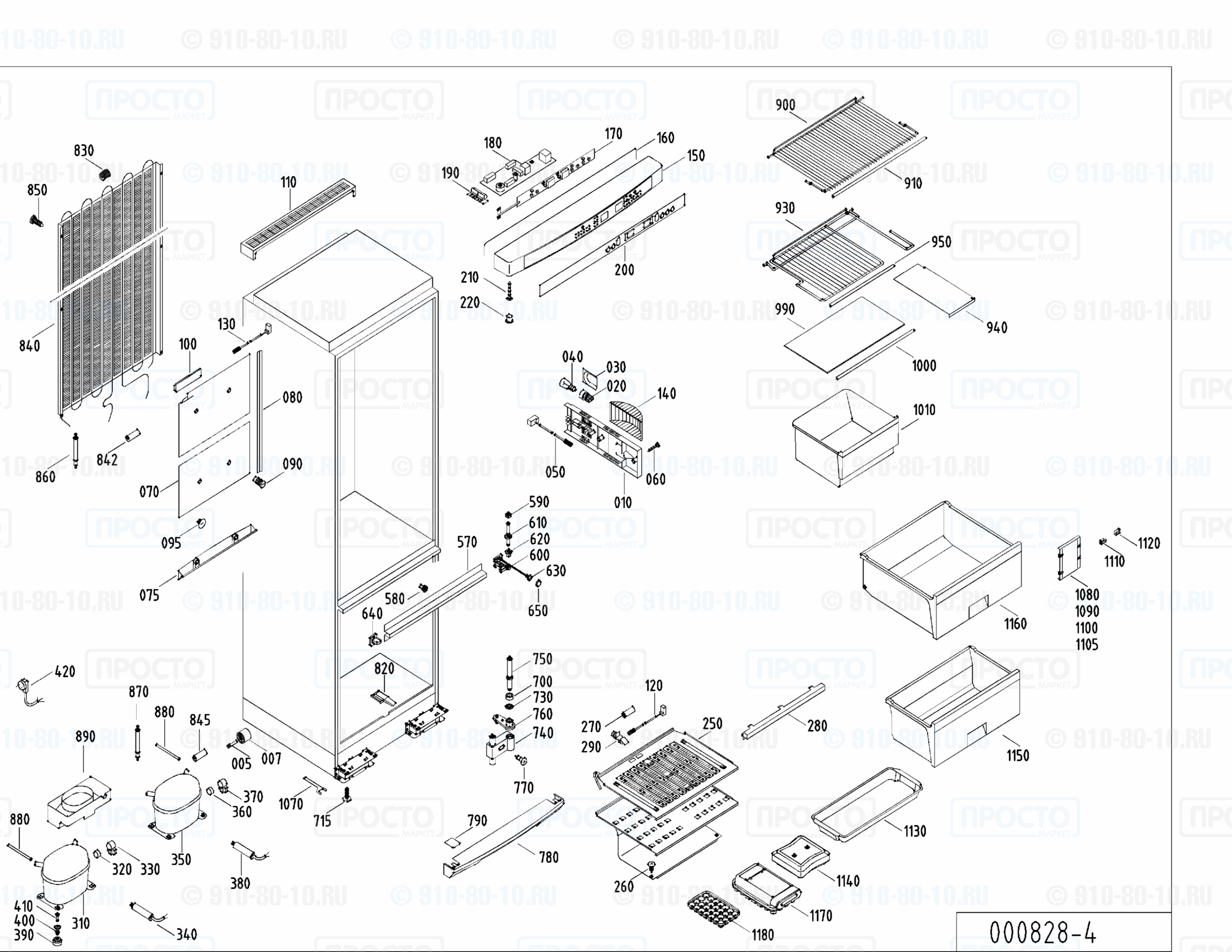 Взрыв-схема запчастей холодильника Liebherr KGT 4036-24B